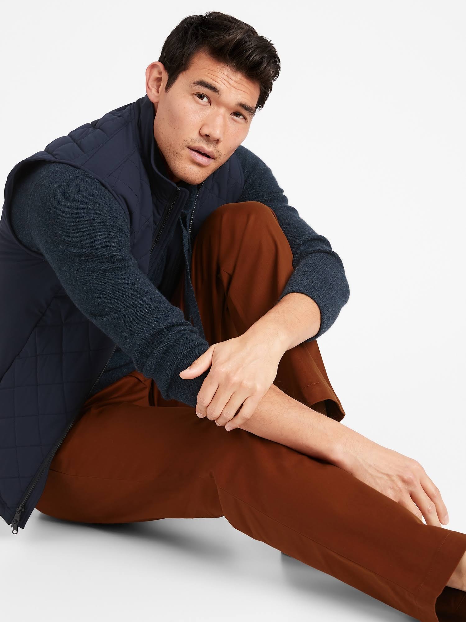 Banana Republic Men's Emerson Straight Rapid Movement Chino Pant Rust Brown Tall Size 34W 36L