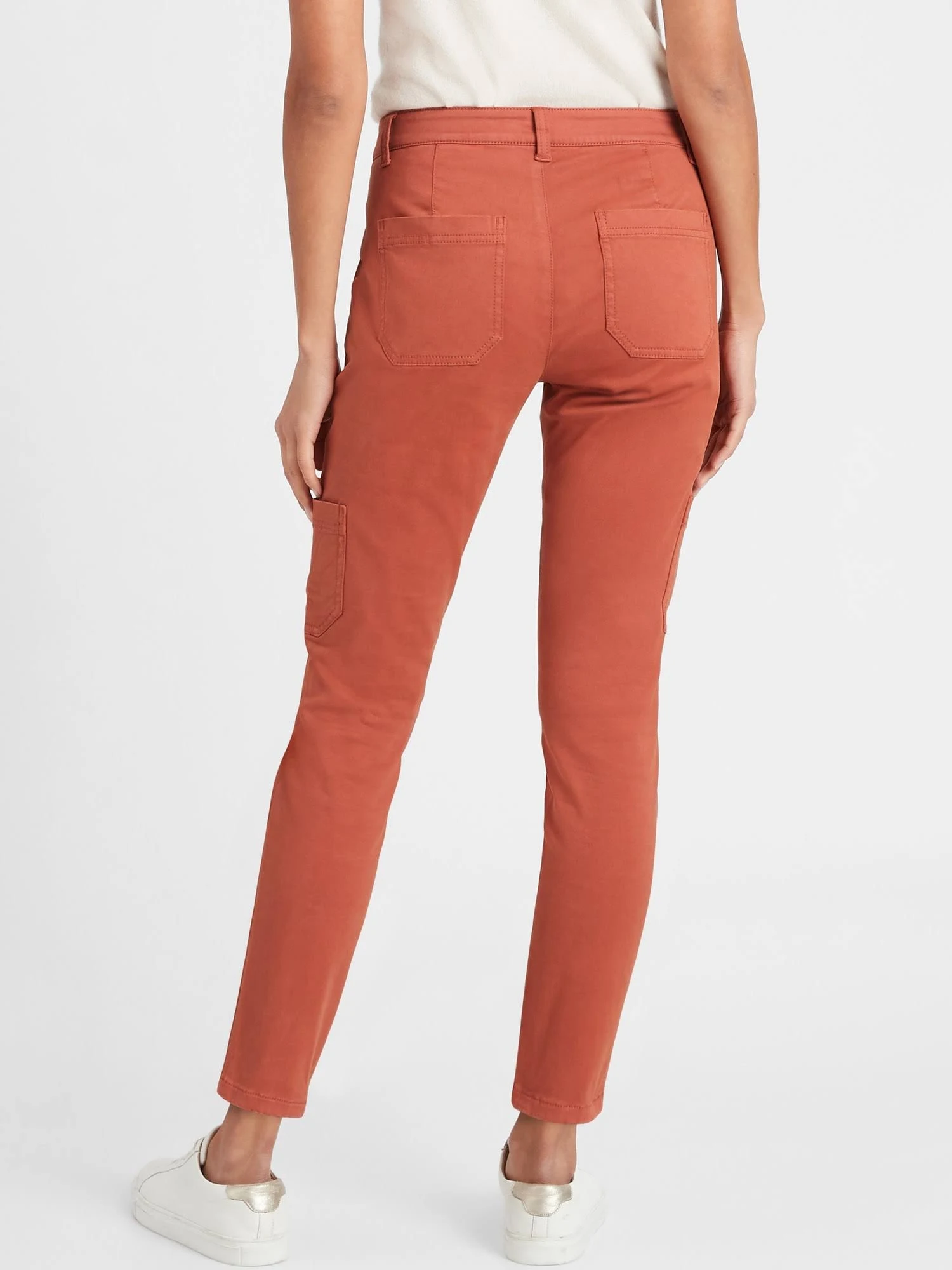 Banana Republic Women's Mid-Rise Skinny Cargo Chino Pant Copper Clay Size 4 Short