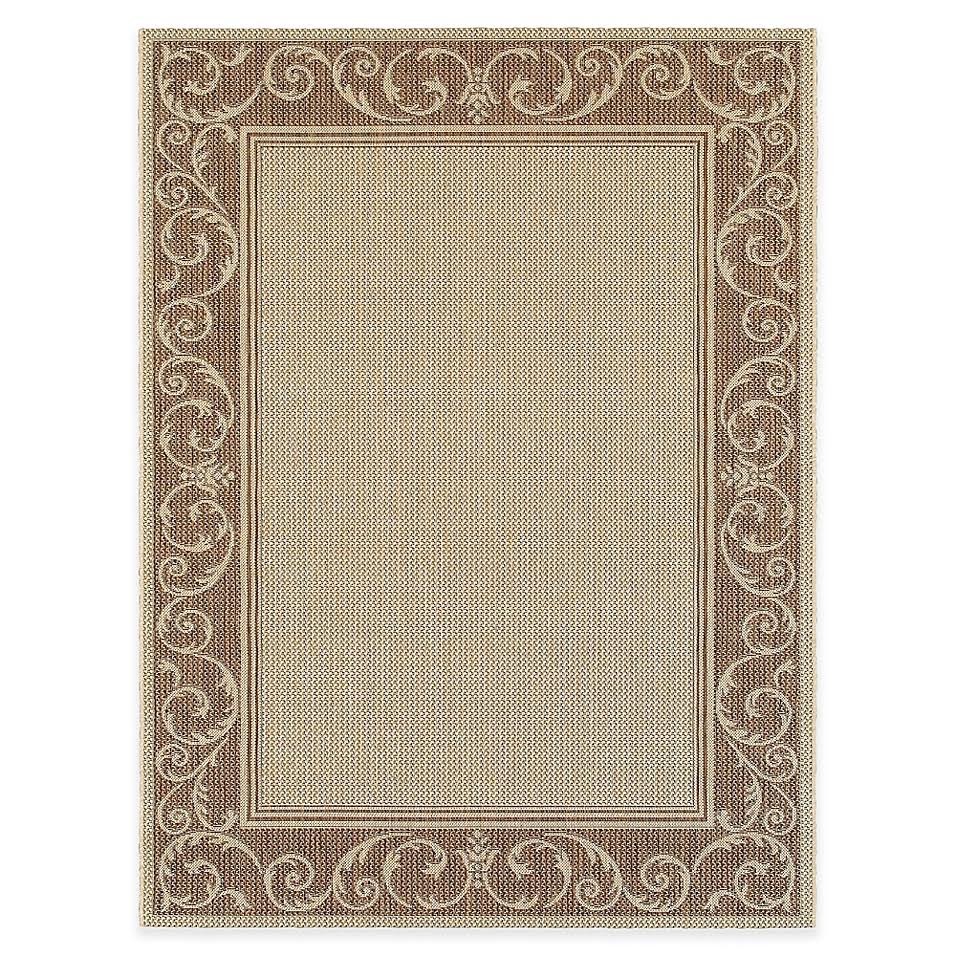 BALTA US Scroll Border 8& x 10& Indoor/Outdoor Area Rug in Brown