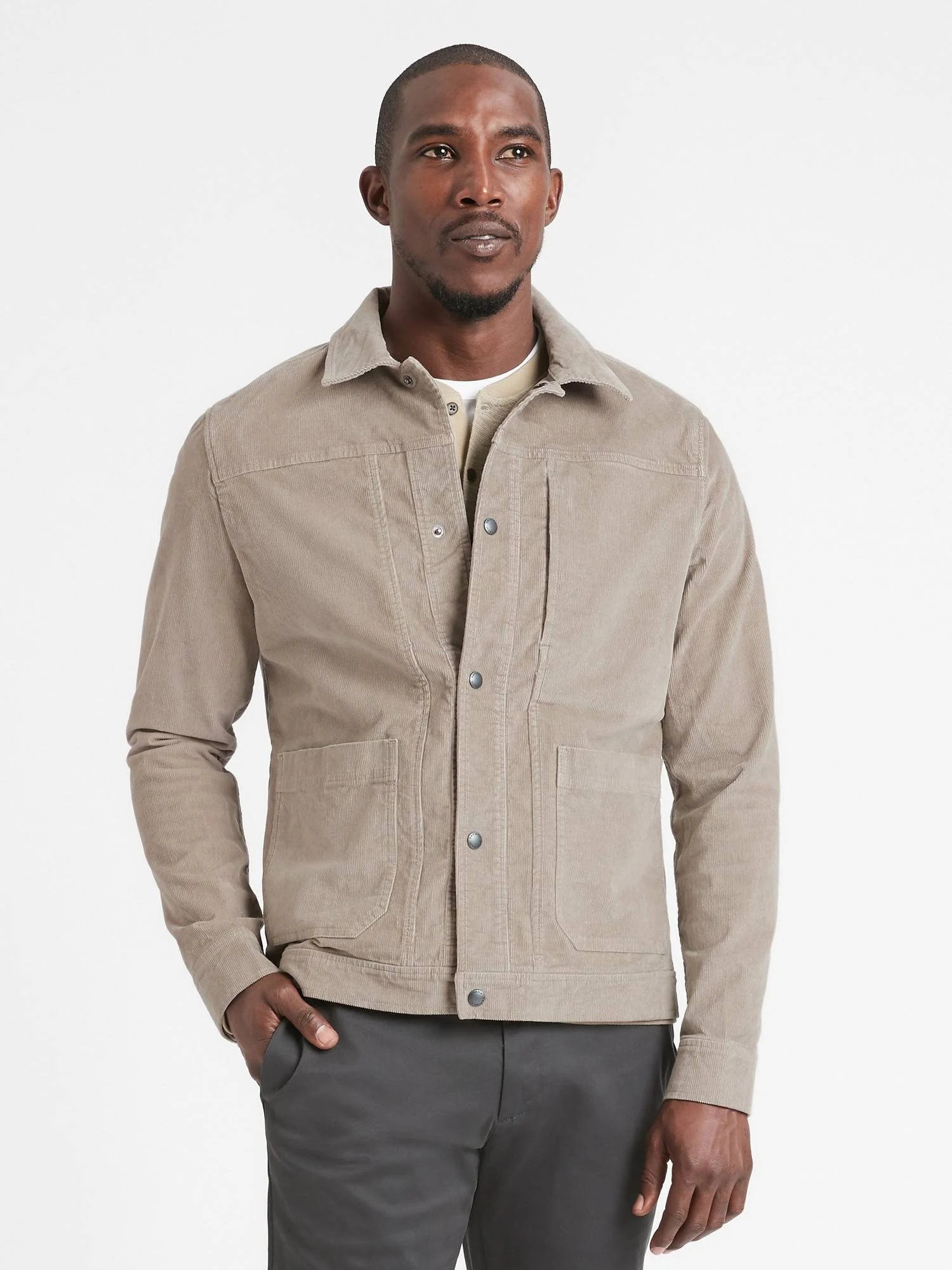 Banana Republic Men's Corduroy Trucker Jacket Stone Beige Size S