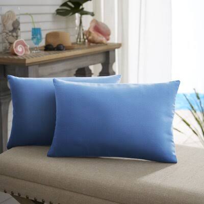 Birch Lane Frierson Indoor / Outdoor Lumbar Pillow Cover & Insert Color: Light Blue, Size: 12x22 x 18x22