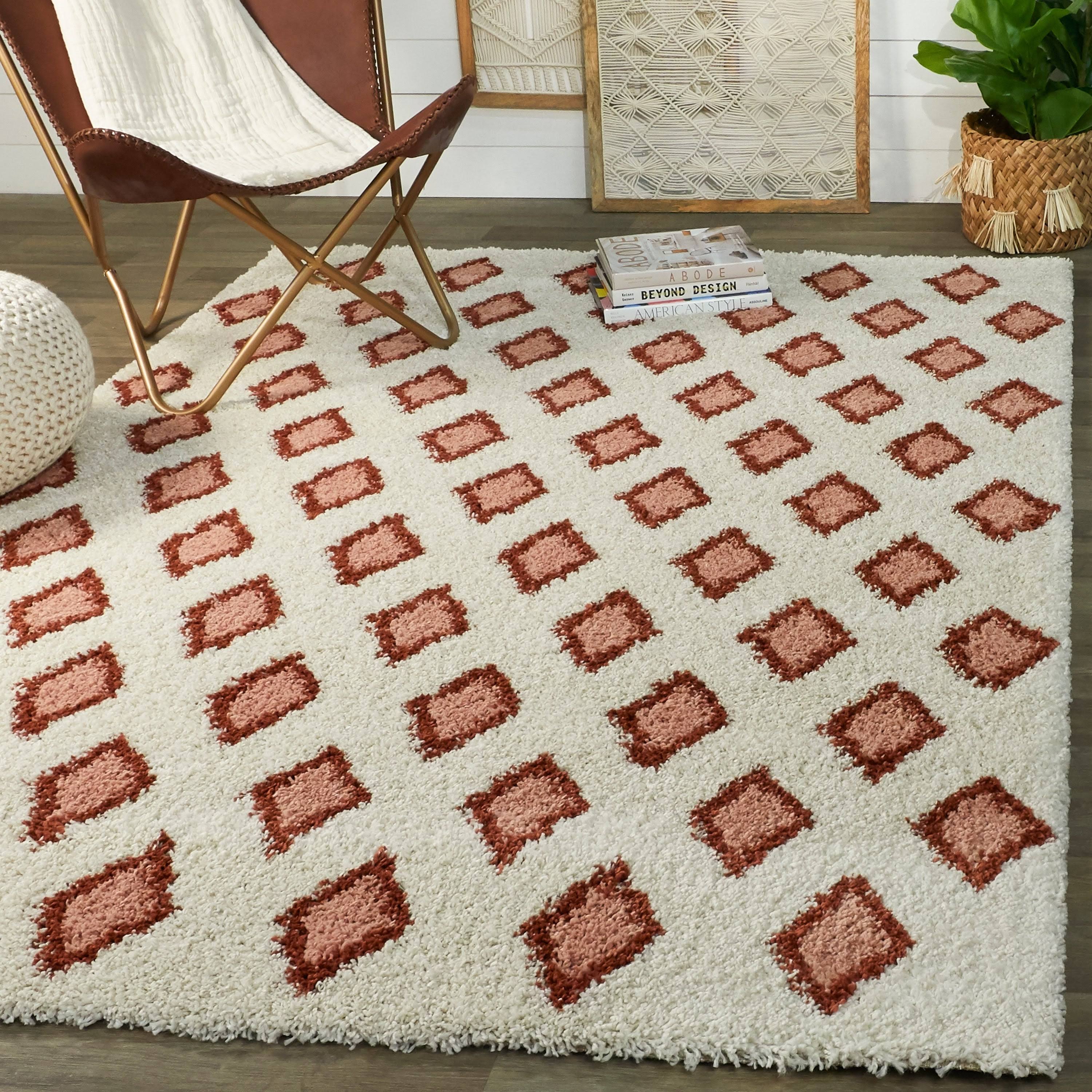 BALTA Avery Rust 5 ft. x 7 ft. Geometric Shag Area Rug, Red
