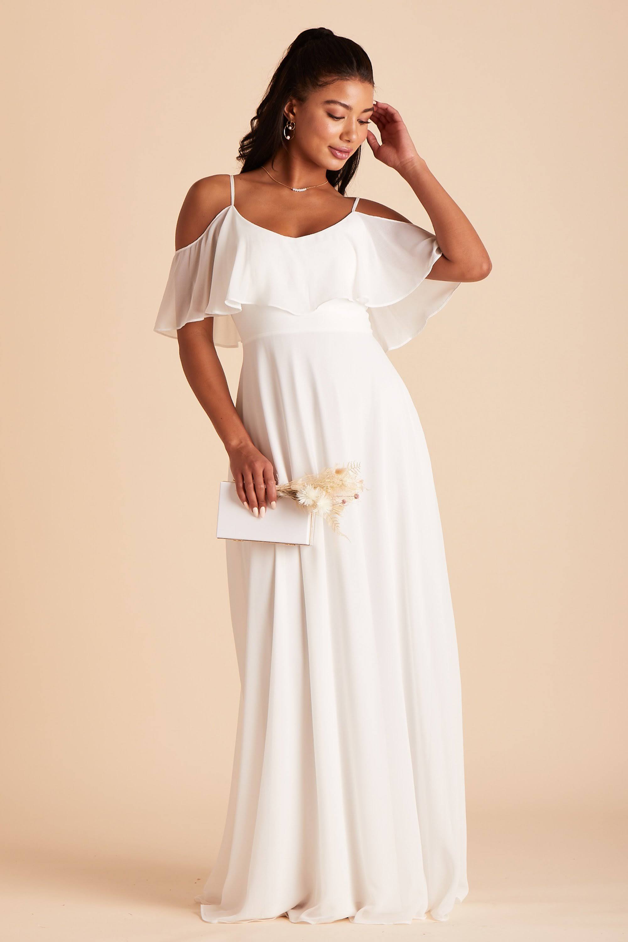 Birdy Grey Jane Convertible Chiffon Bridesmaid Dress in White M / White