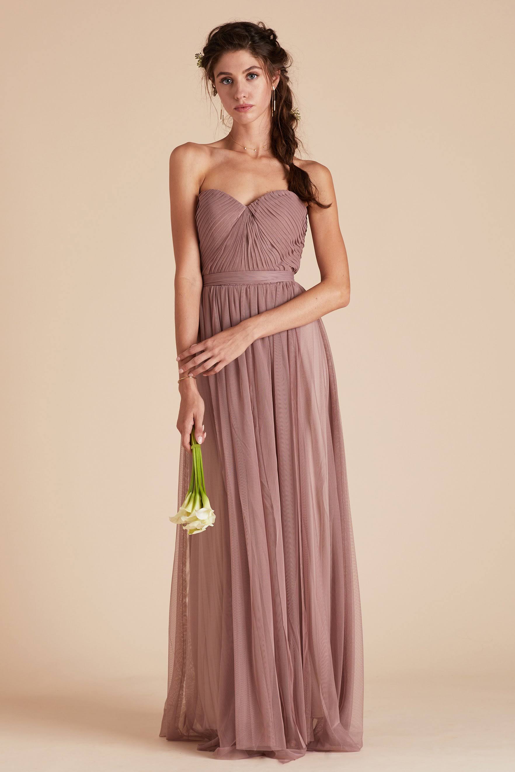 Birdy Grey Christina Convertible Tulle Bridesmaid Dress in Sandy Mauve M / Sandy Mauve