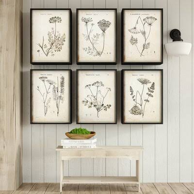&Wild Flower& 6 Piece Picture Frame Print Set