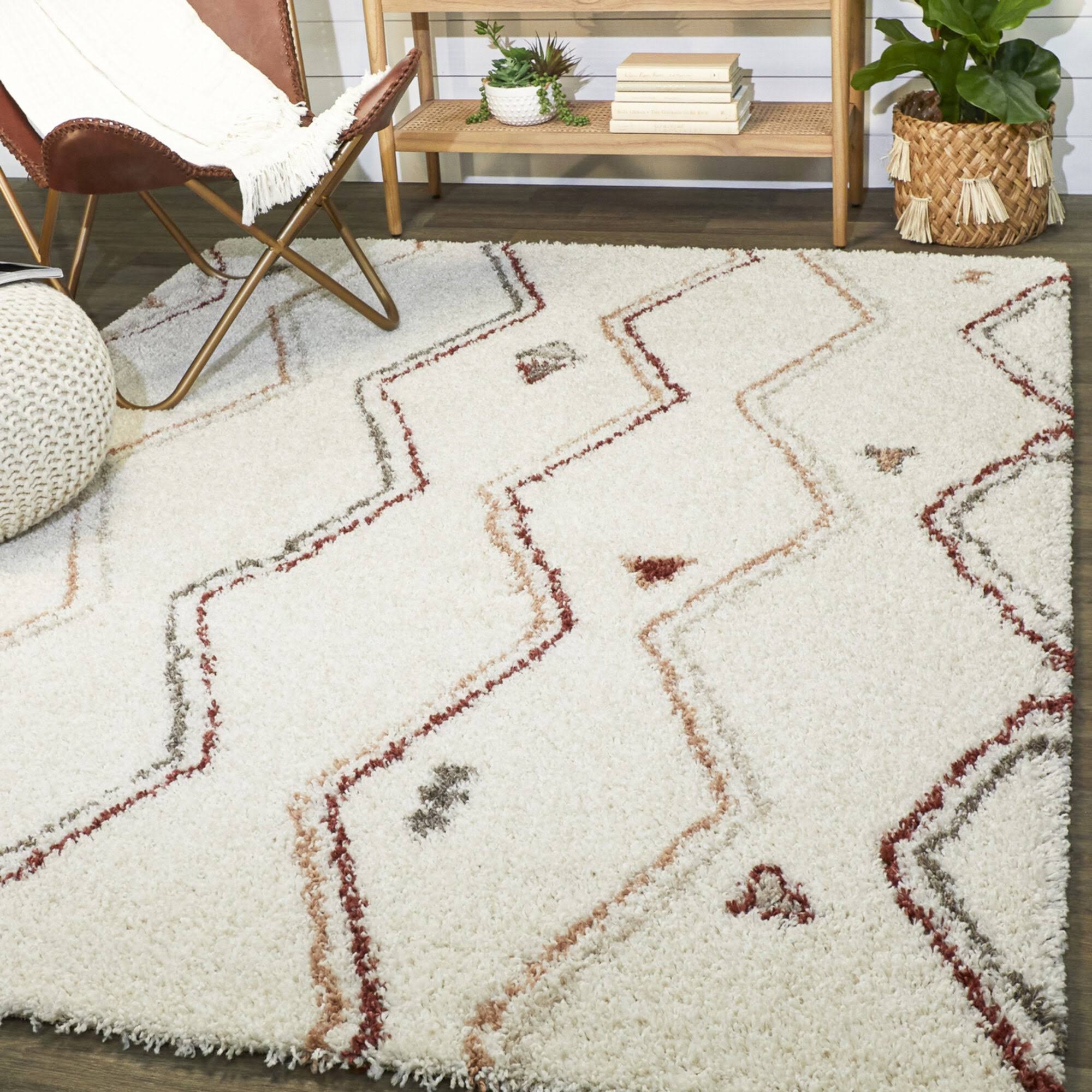 Kallos Tribal Shag Area Rug - 5&3x22 x 7& - Rust