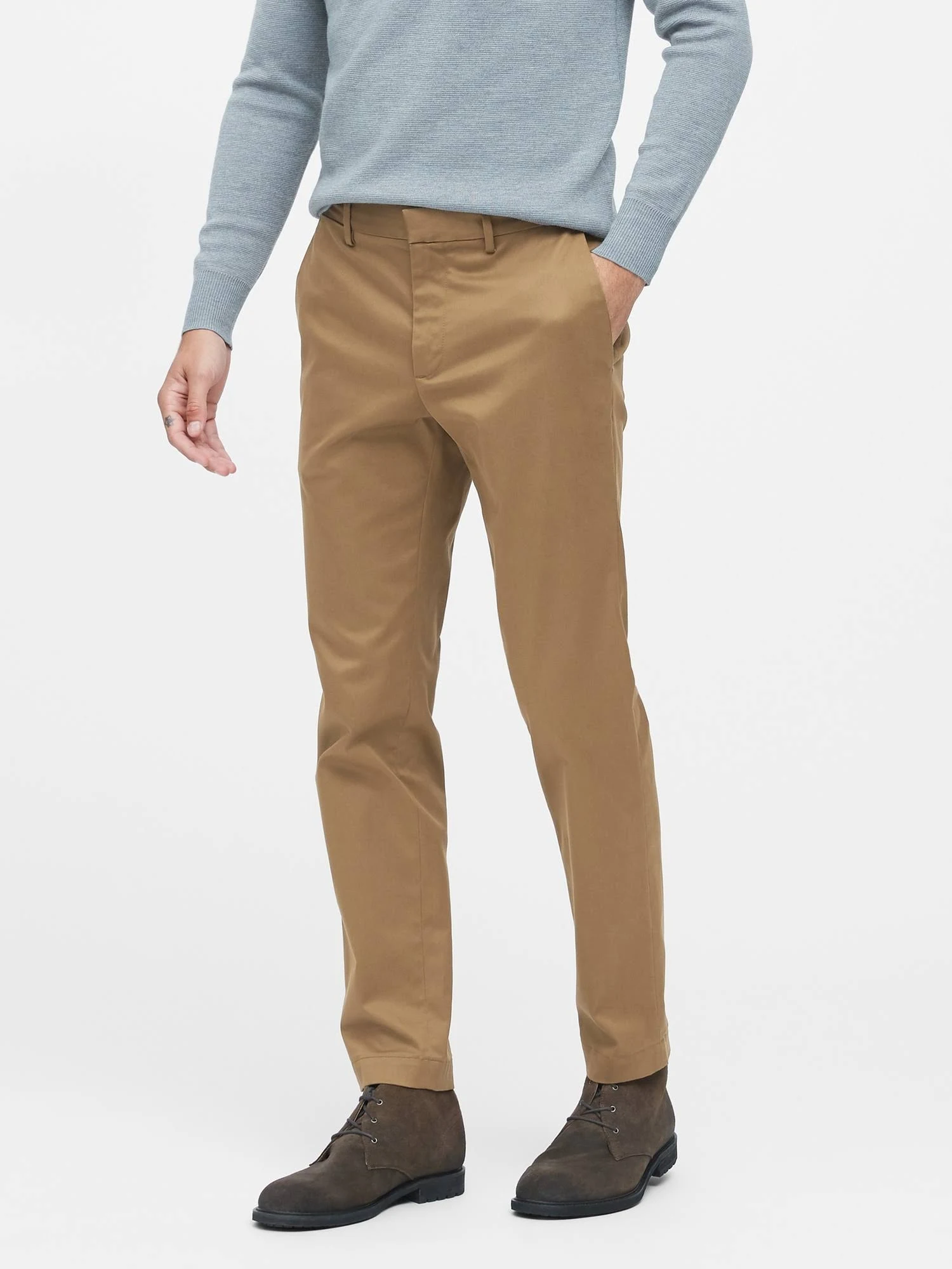 Banana Republic Men's Mason Athletic Tapered Rapid Movement Chino Pant Airforce Khaki Tall Size 36W 36L