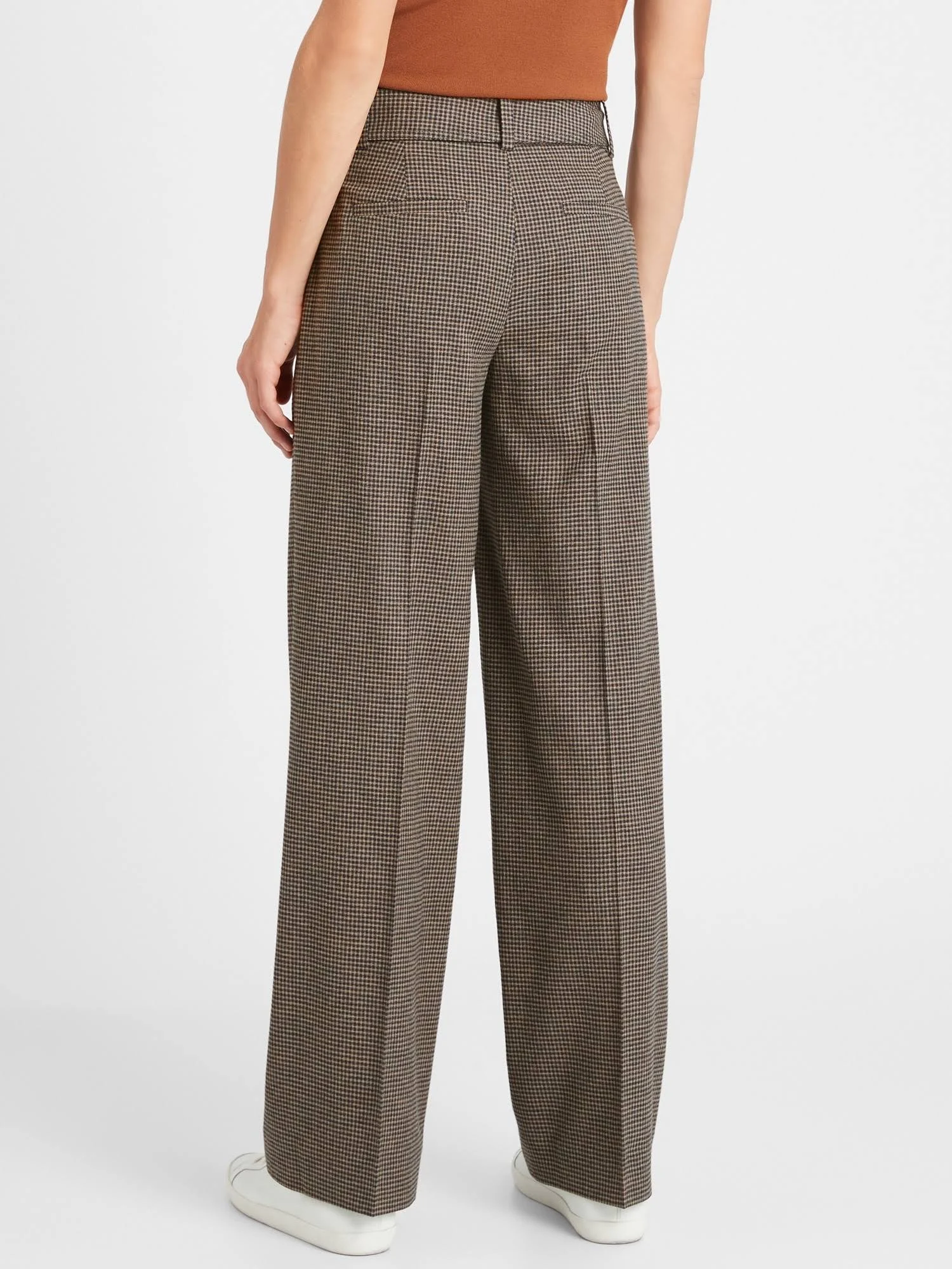 Banana Republic Women's High-Rise Slim Wide-Leg Flannel Pant Plaid Size 0 Regular