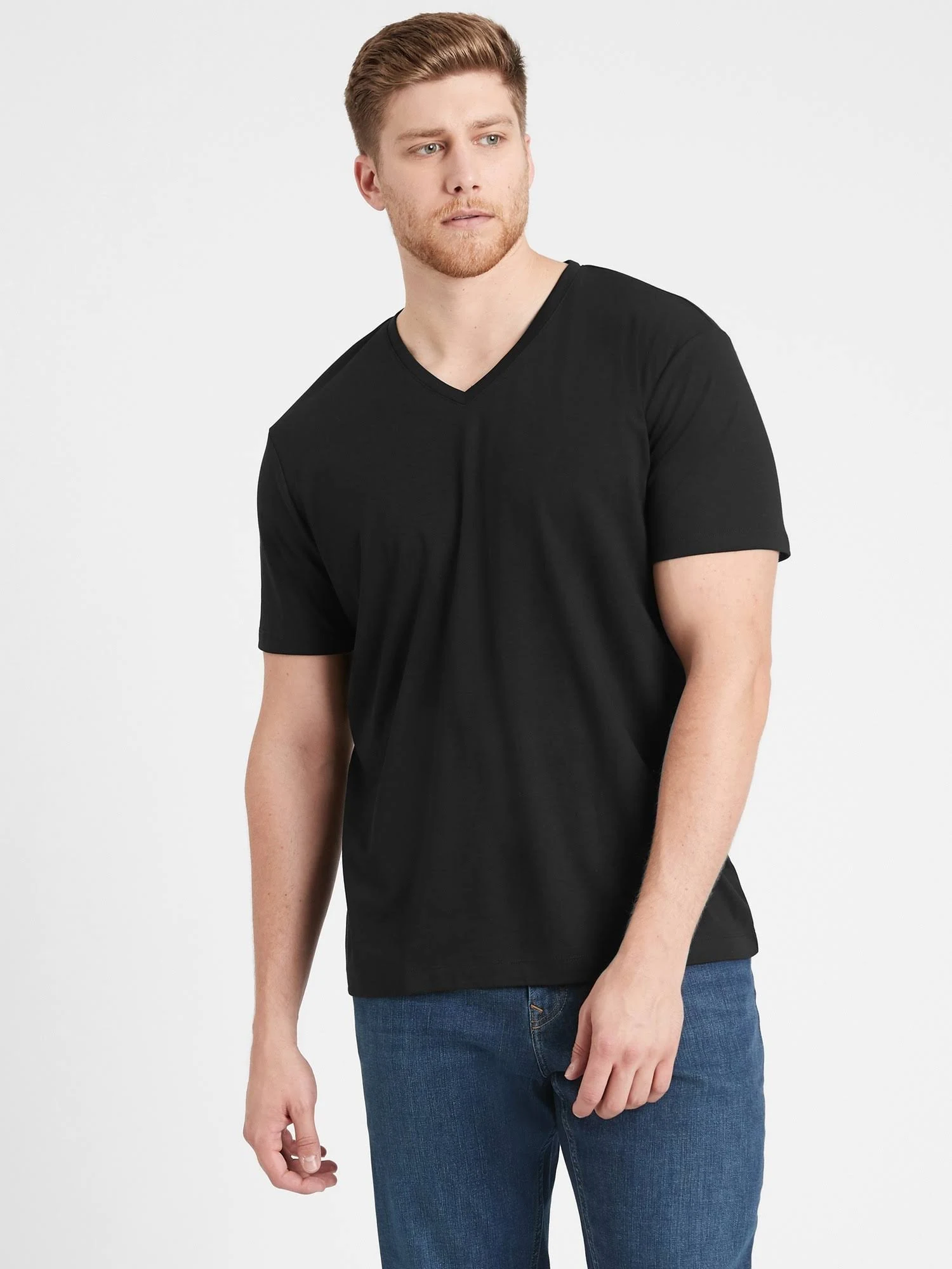 Banana Republic Men's Luxury-Touch V-Neck T-Shirt Black Size Xxs