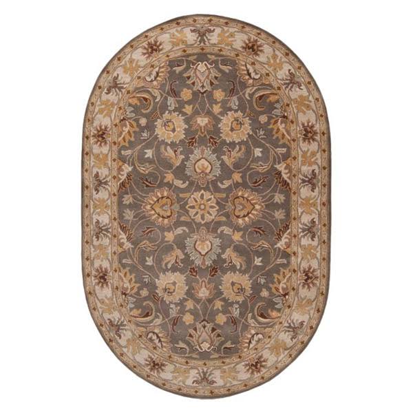 Arden Floral Handmade Tufted Wool Charcoal Area Rug Birch Lane Rug Size: Oval 6& x 9&