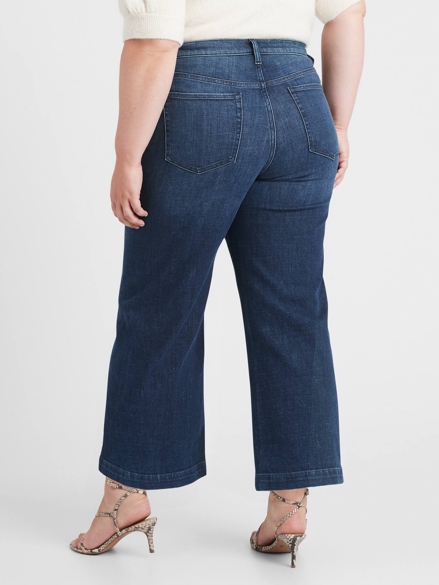 Banana Republic Women's High-Rise Wide-Leg Cropped Jean Medium Wash Size 27 Regular
