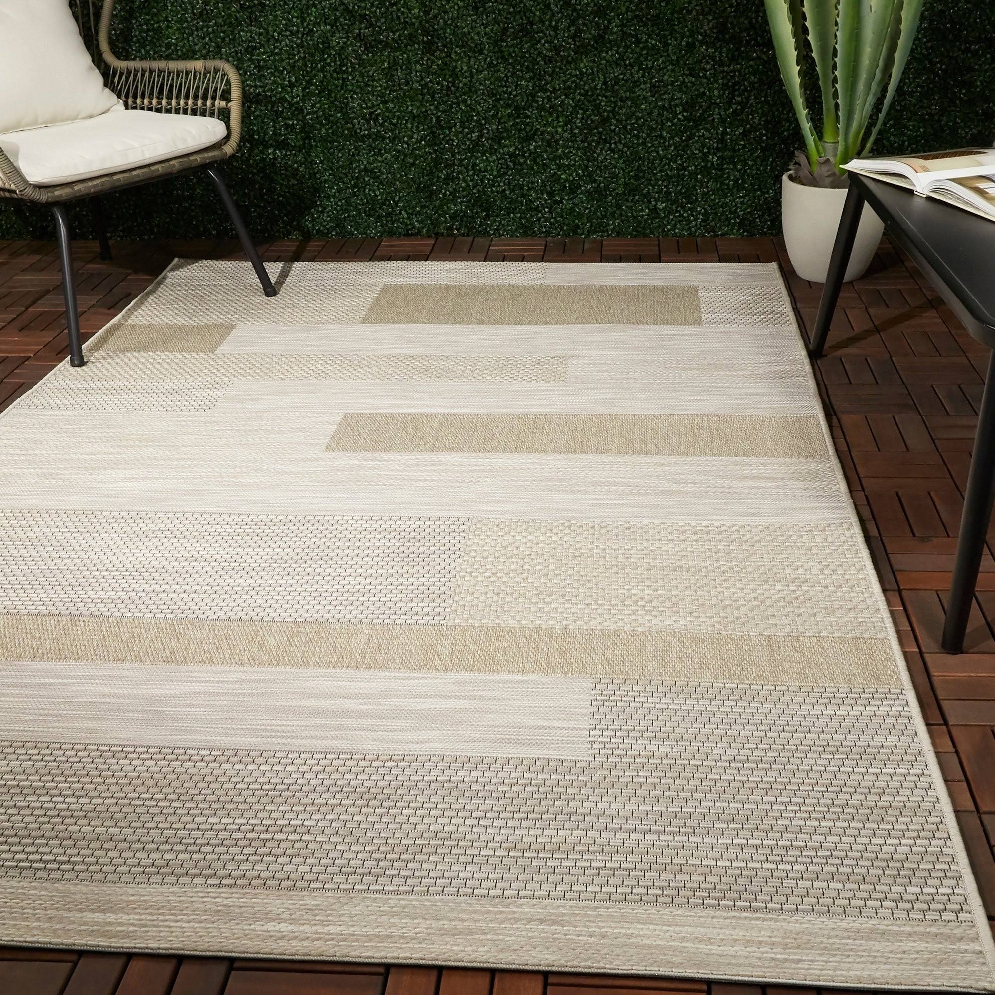 BALTA Jonson Beige 5 ft. x 7 ft. Transitional Flatweave Indoor/Outdoor Area Rug