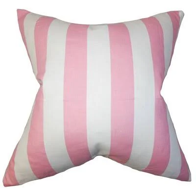 Birch Lane Heritage Knotts Cotton Indoor / Outdoor Striped Throw Pillow Color: Baby Pink, Size: 20x22 H x 20x22 W