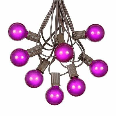 G40 Patio 25 ft. 25-Light Globe String Lights The Party Aisle Bulb Color: Purple, Cord Color: Brown