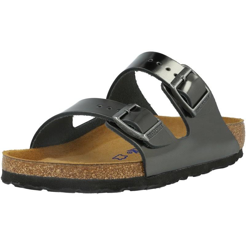 Birkenstock Arizona SFB Metallic Anthracite Leather Adult Flat Sandals