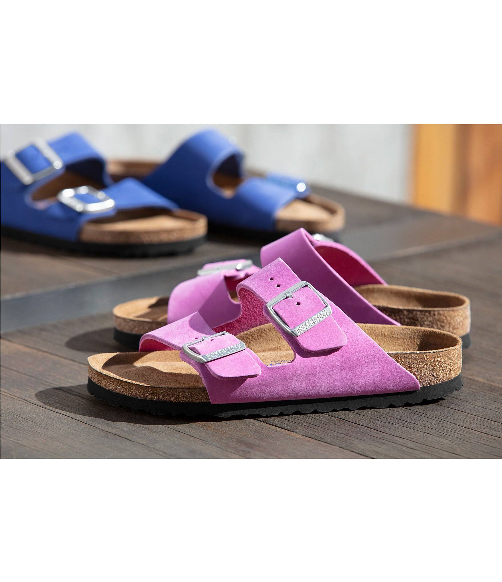 Birkenstock Women's Arizona Soft Footbed Azure Blue Nubuck