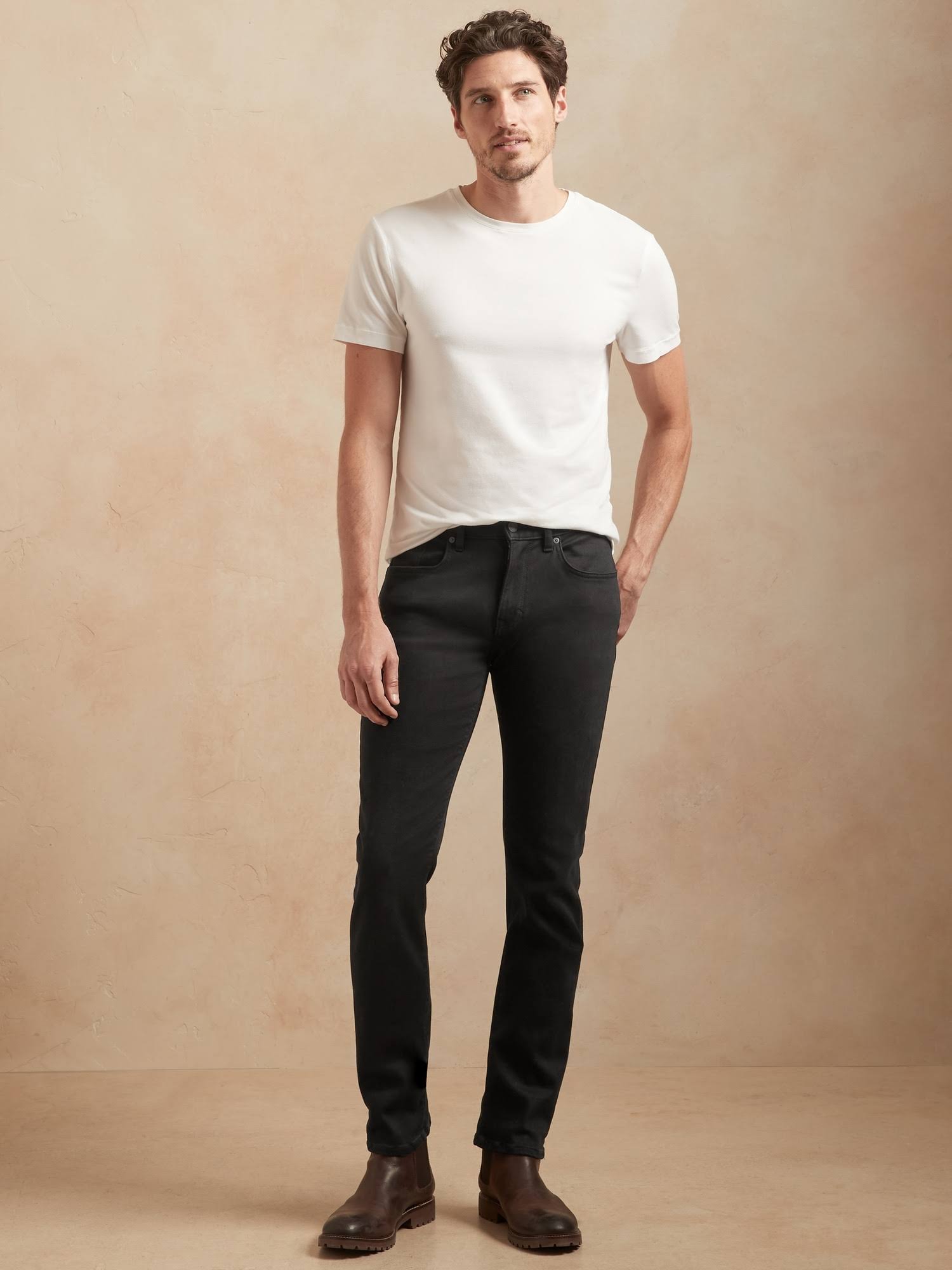 Banana Republic Men's Slim Luxe Traveler Black Jean True Black Size 34W 30L