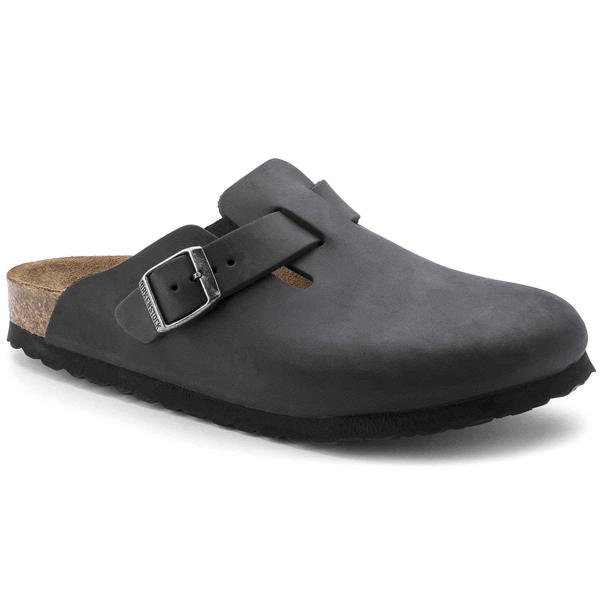 Birkenstock Boston Oiled Leather Black Clogs