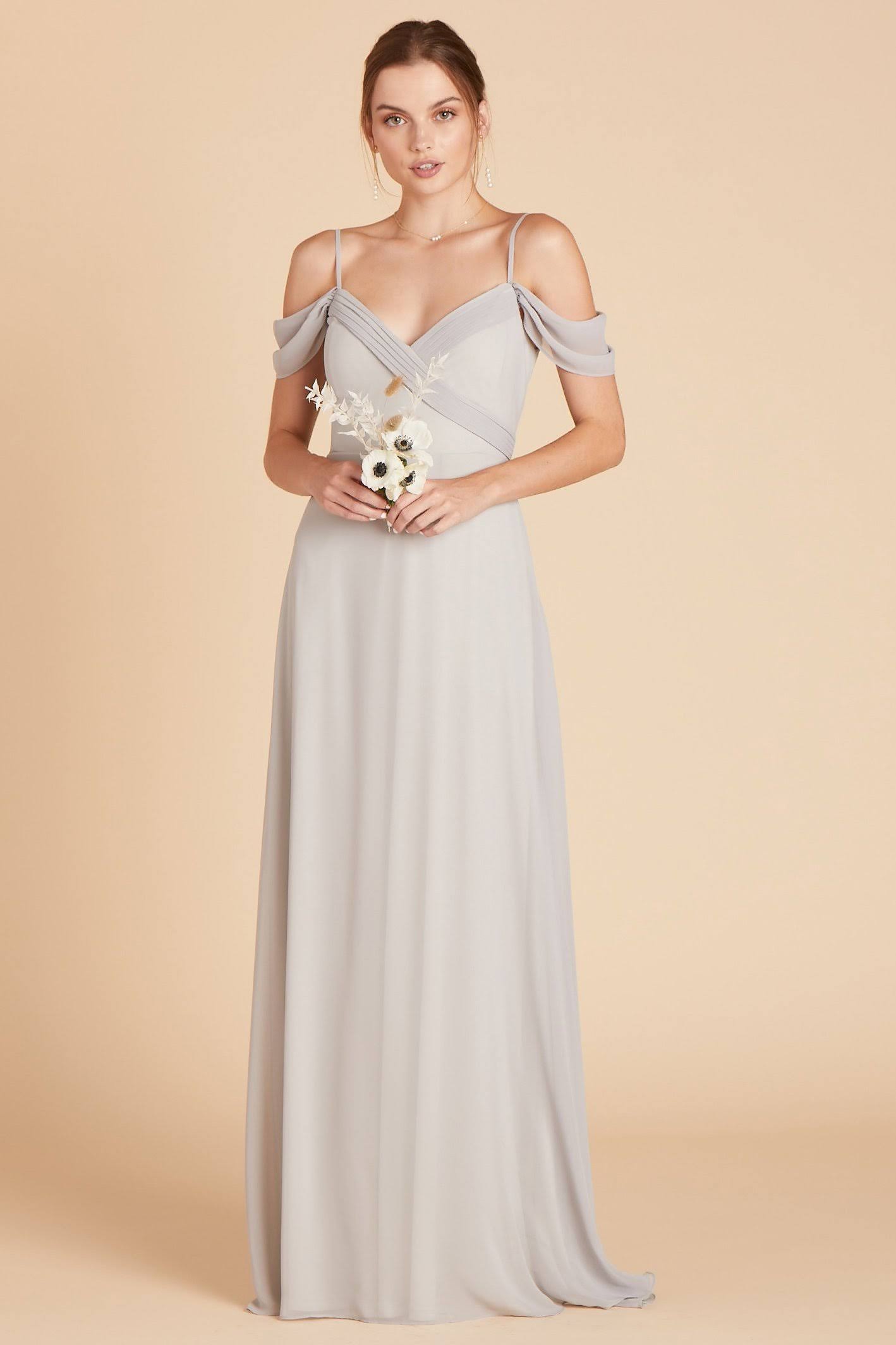 Spence Convertible Chiffon Bridesmaid Dress in Dove Gray S / Dove Gray