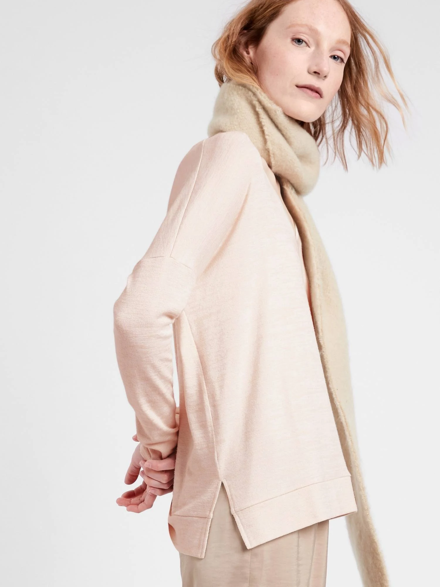 Banana Republic Women's Relaxed Luxespun Top Almond Amaretto Beige Size S