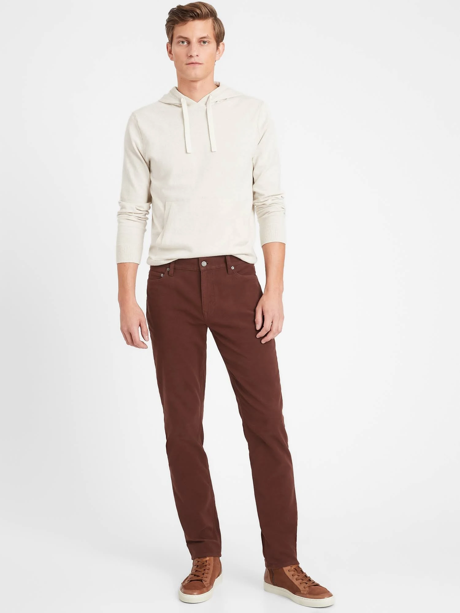Banana Republic Men's Slim Cozy Brushed Traveler Pant Rust Brown Size 33W 34L