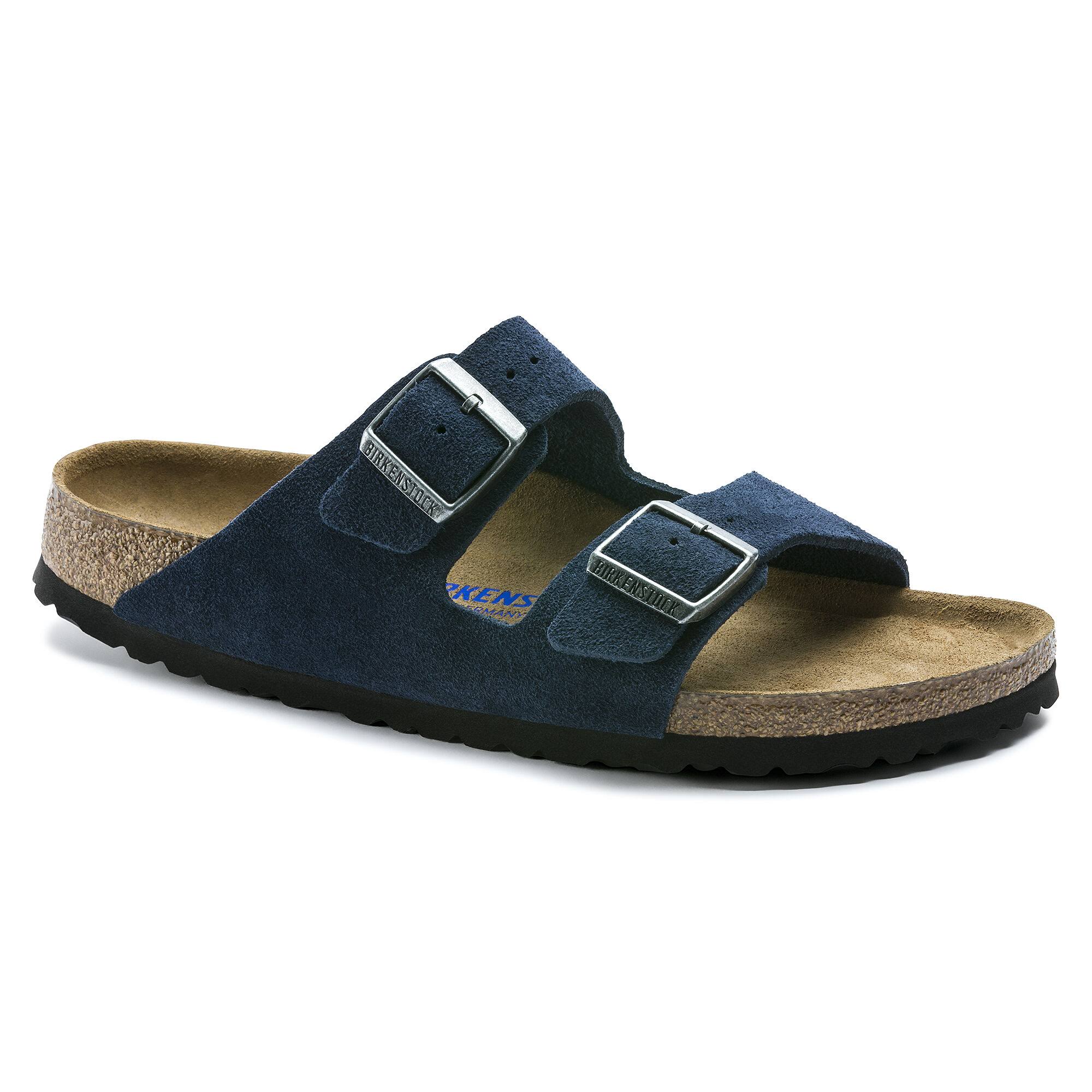 Birkenstock - Men - Arizona Suede Sandals blue - fabric, inner:fabric&rubber, sole:rubber:Upper: Fabric, Inner: Fabric &