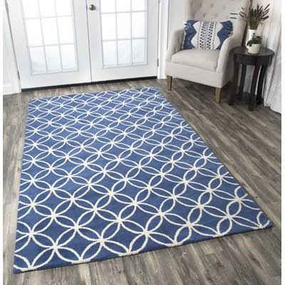 Kenzie Navy & Parchment Hand-Woven Wool Area Rug
