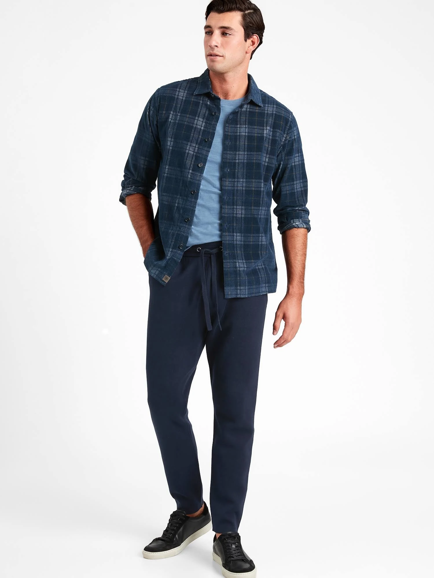 Banana Republic Men's Supima Sweater Jogger Preppy Navy & Black Size L