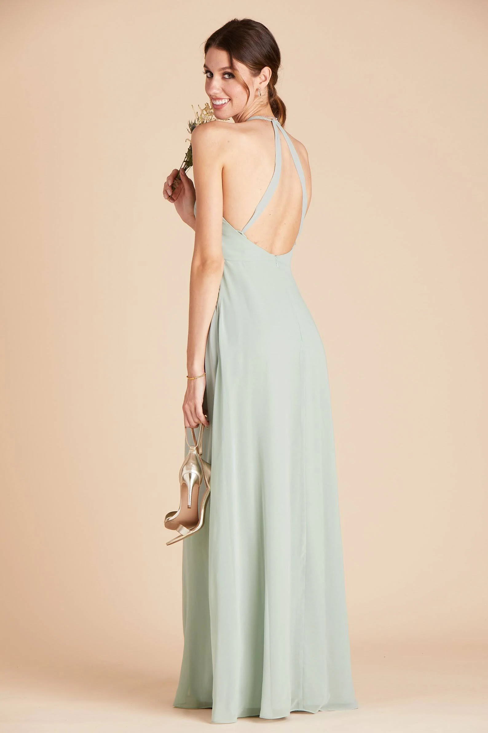 Birdy Grey Moni Convertible Chiffon Bridesmaid Dress in Sage XL / Sage