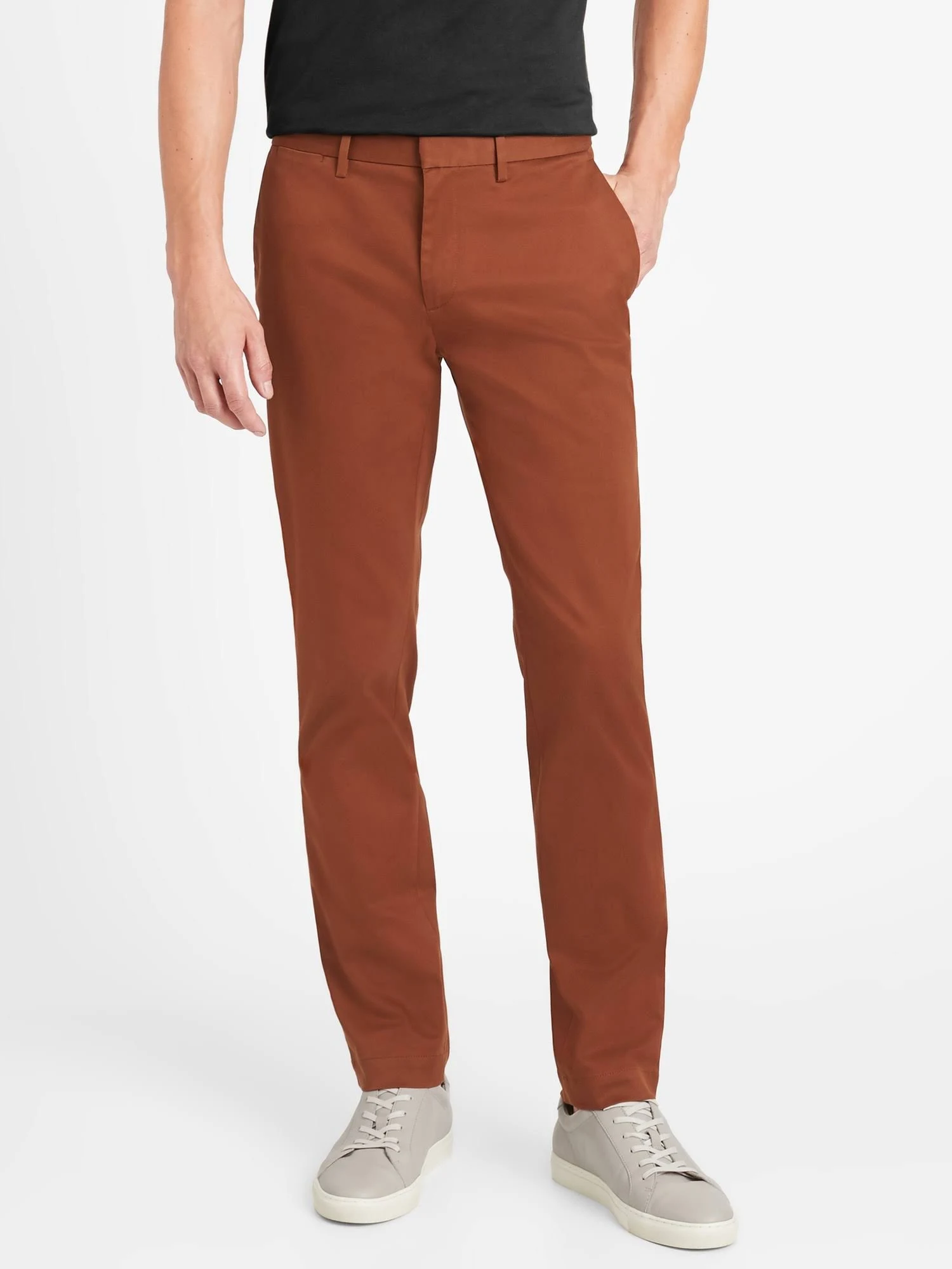 Banana Republic Men's Fulton Skinny Rapid Movement Chino Pant Rust Brown Size 33W 34L