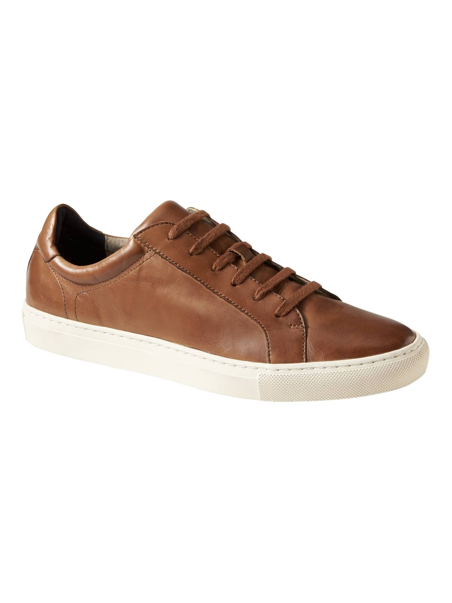 Banana Republic Men's Nicklas Leather Sneaker Cognac Brown Leather Size 10 1/2