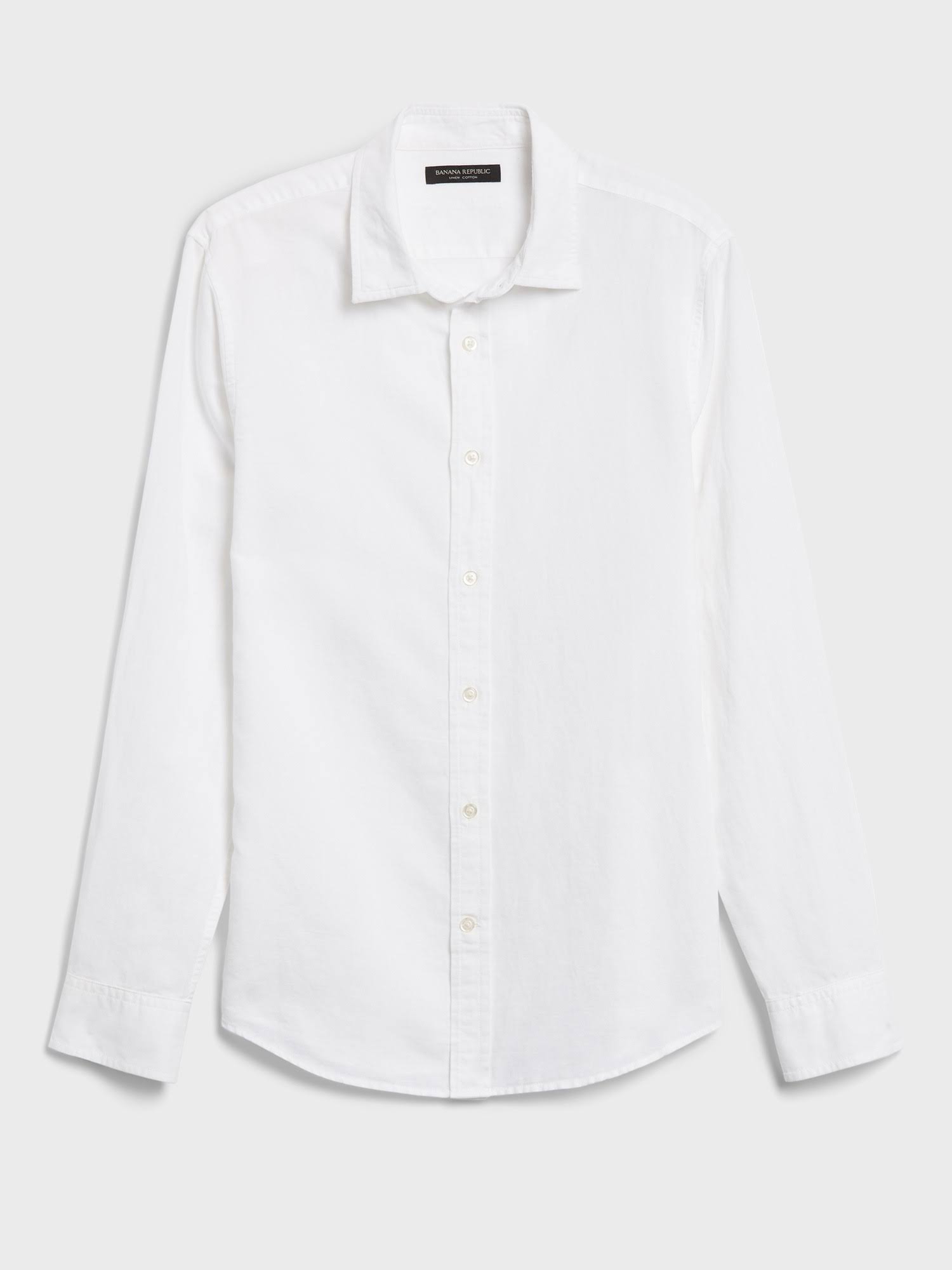 Banana Republic Men's Untucked Slim-Fit Linen-Cotton Shirt White Size S