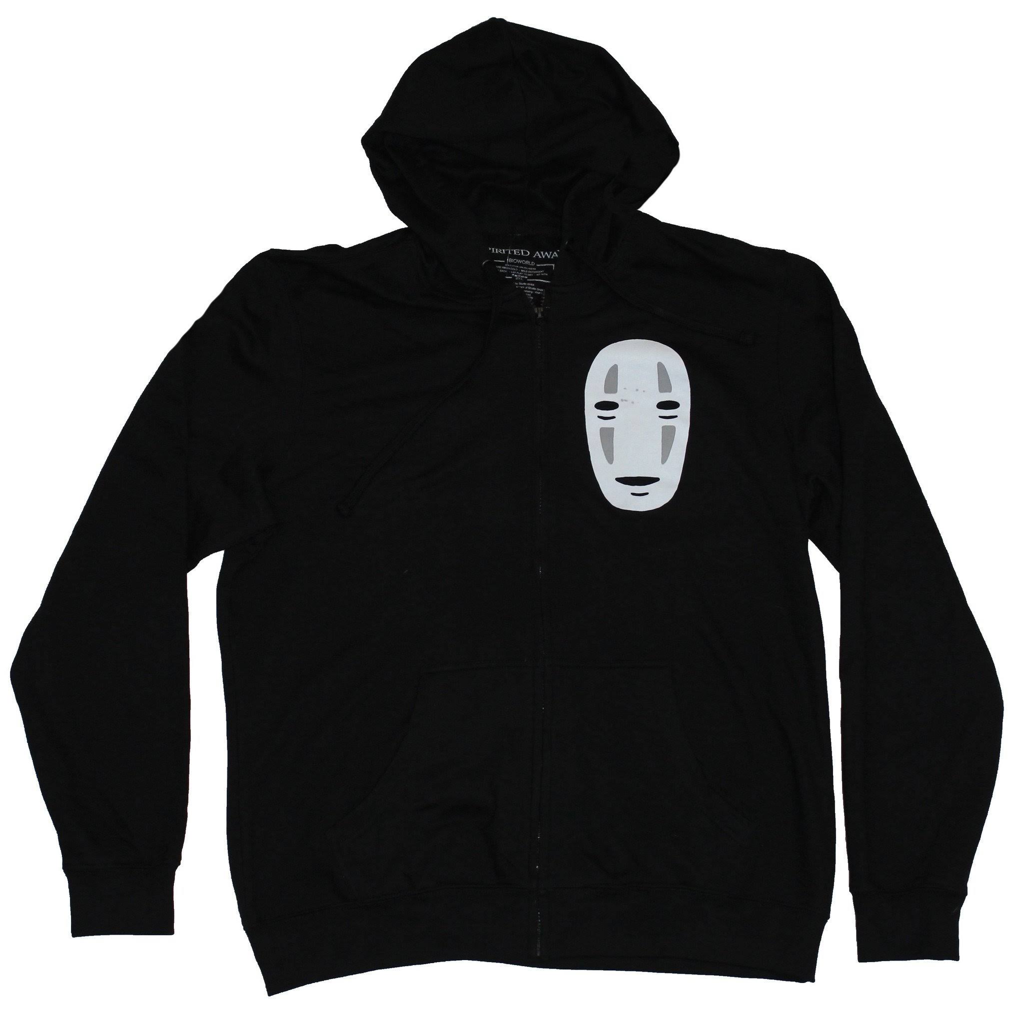 Spirited Away Zip Up Hoodie Sweatshirt - No Face Front Sitting Back Image, X-Large