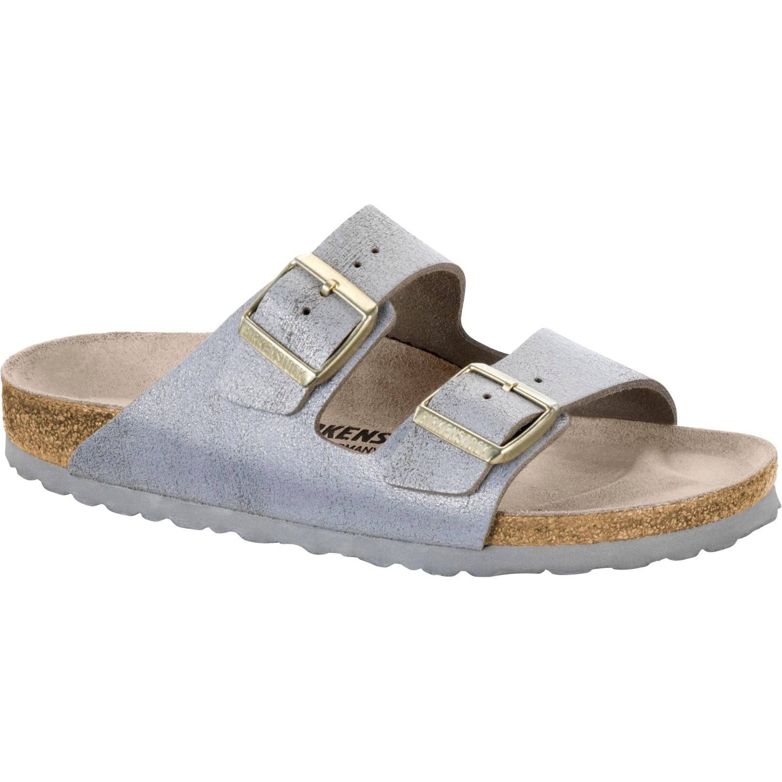 Birkenstock Women's Arizona (41 Narrow Washed Metallic Blue)