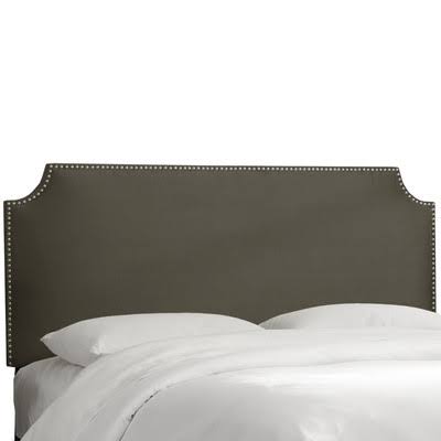 Willa Arlo Interiors Alamak Velvet Notched Nail Button Upholstered Panel Headboard Size: King, Upholstery: Velvet Pewter