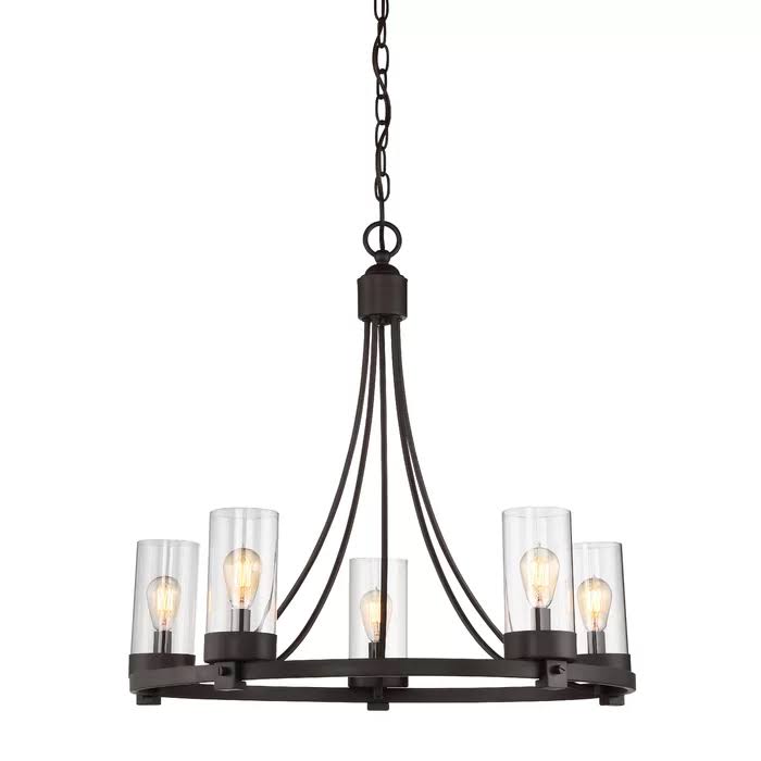 Janette 5-Light Wagon Wheel Chandelier (Color: Oil Rubbed Bronze)