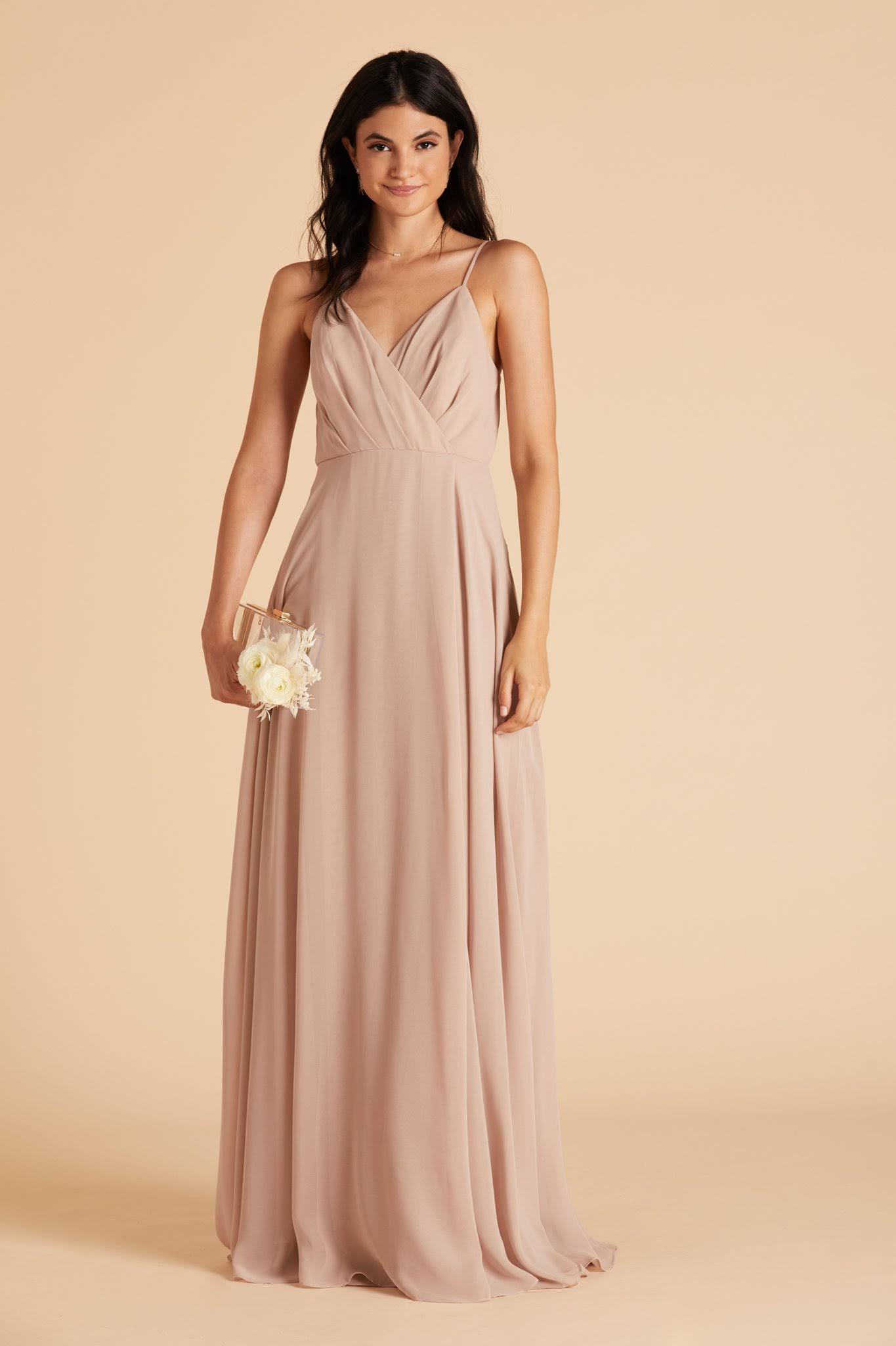 Birdy Grey Kaia Chiffon Bridesmaid Dress in Taupe XL / Taupe
