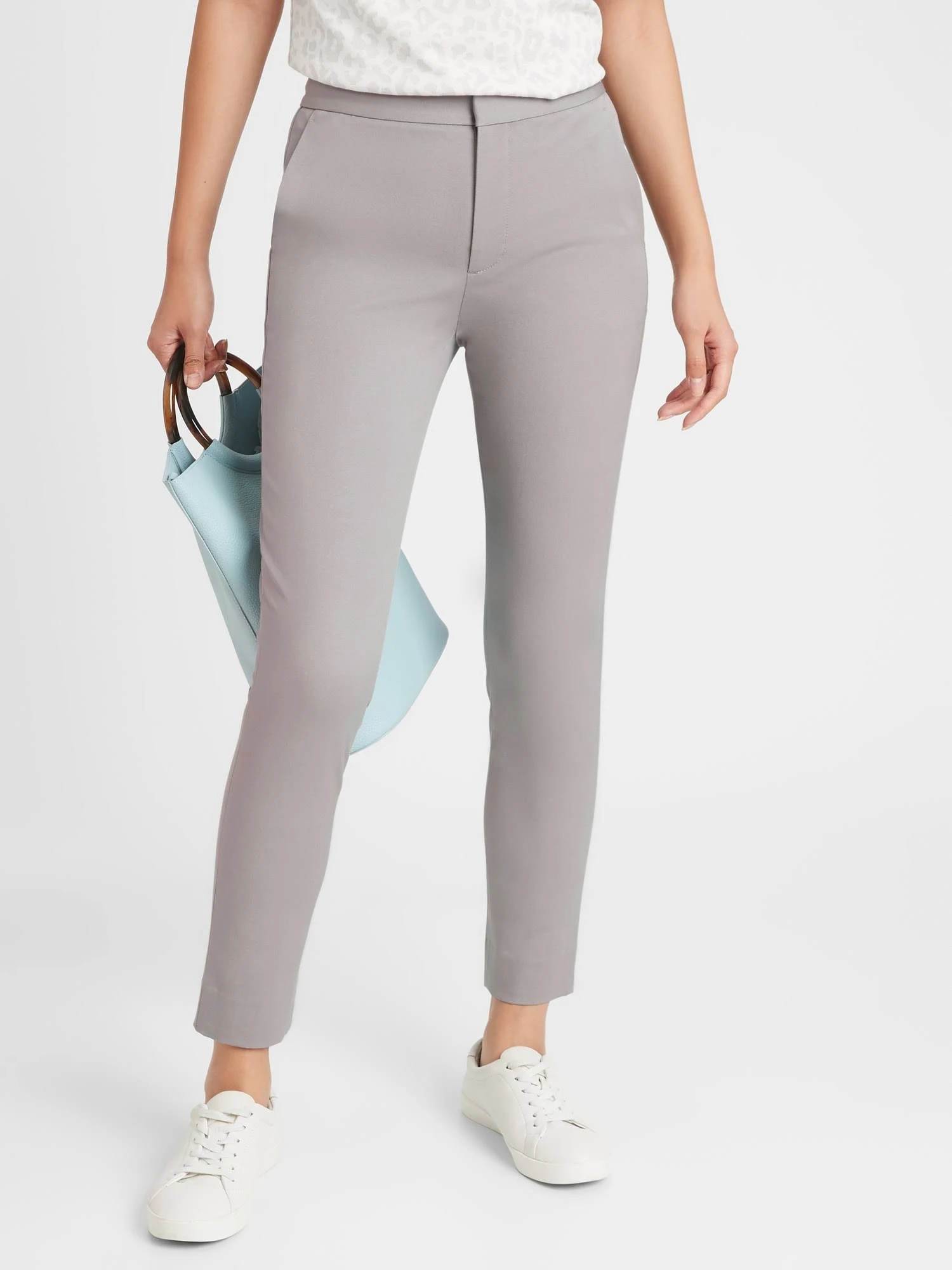Women's High Rise Slim Ankle Bi-Stretch Pant Grey