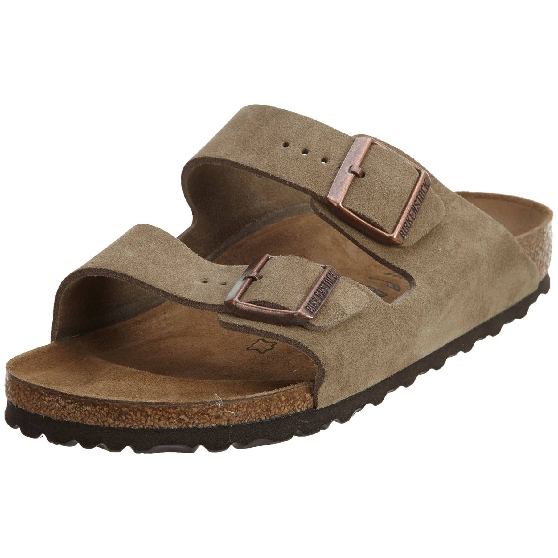 Birkenstock Men's Arizona Suede Narrow Sandals,Taupe, 9.5