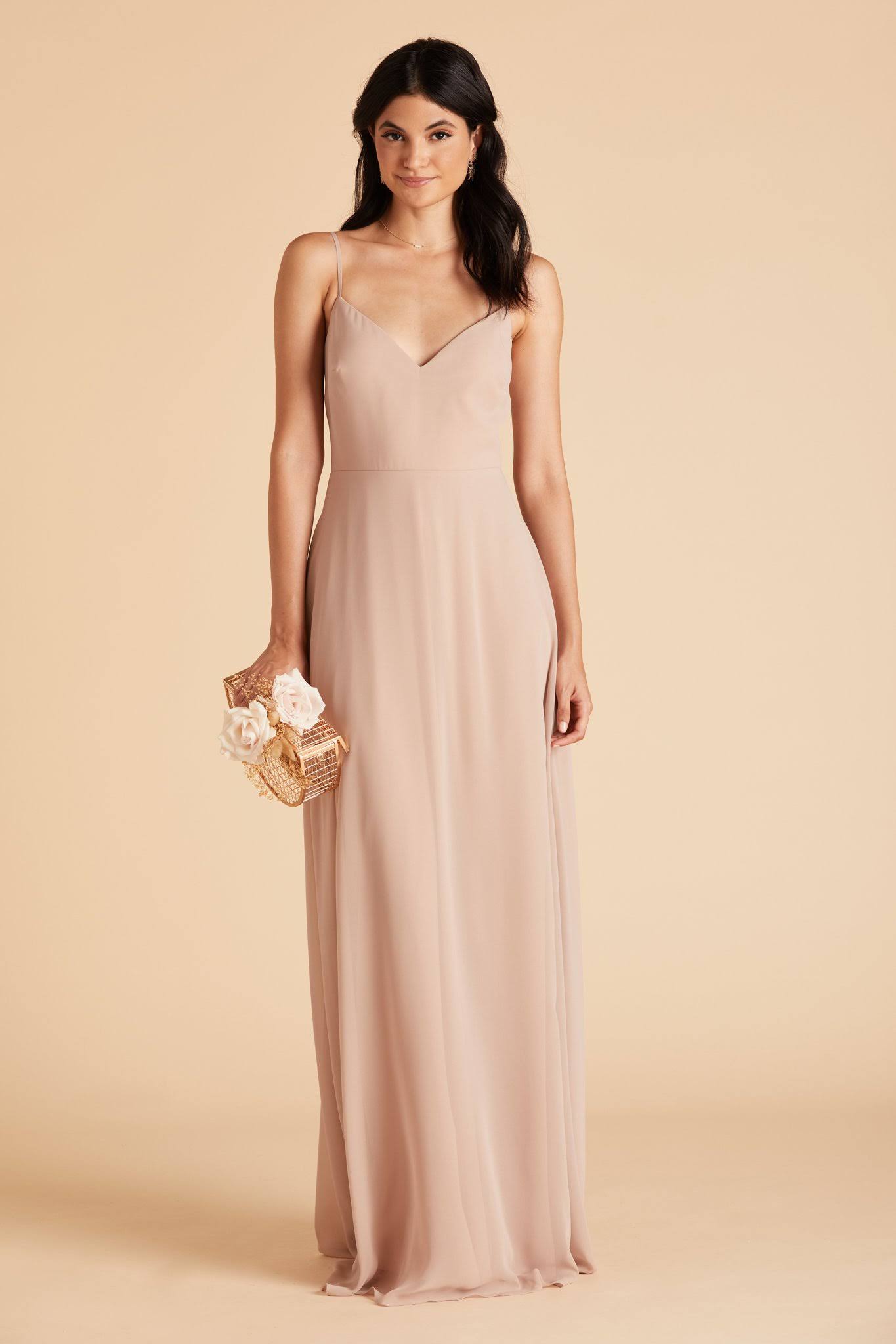 Birdy Grey Devin Convertible Chiffon Bridesmaid Dress in Taupe M / Taupe / No Slit