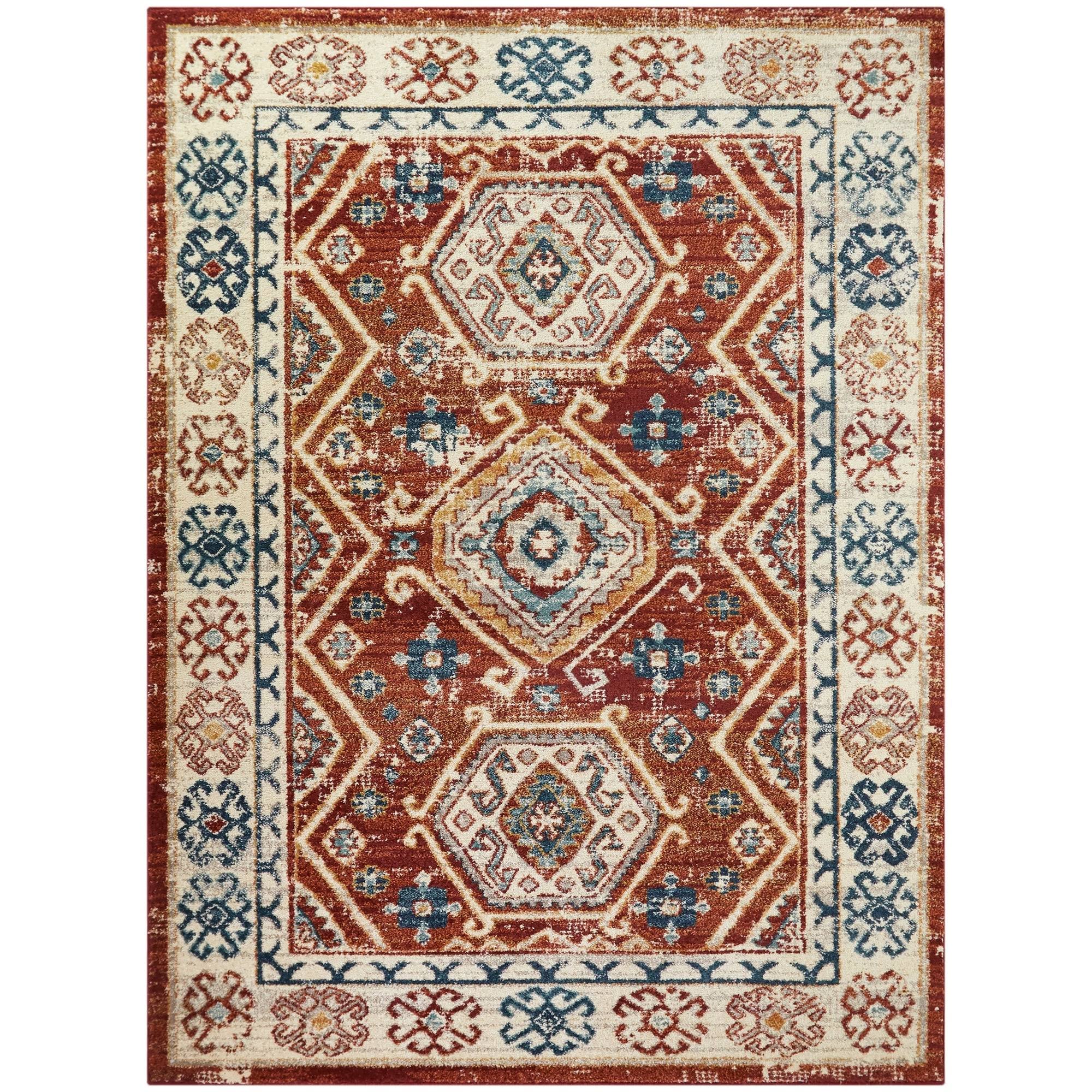 BALTA Reed Rust 8 ft. x 10 ft. Distressed Medallion Area Rug, Red