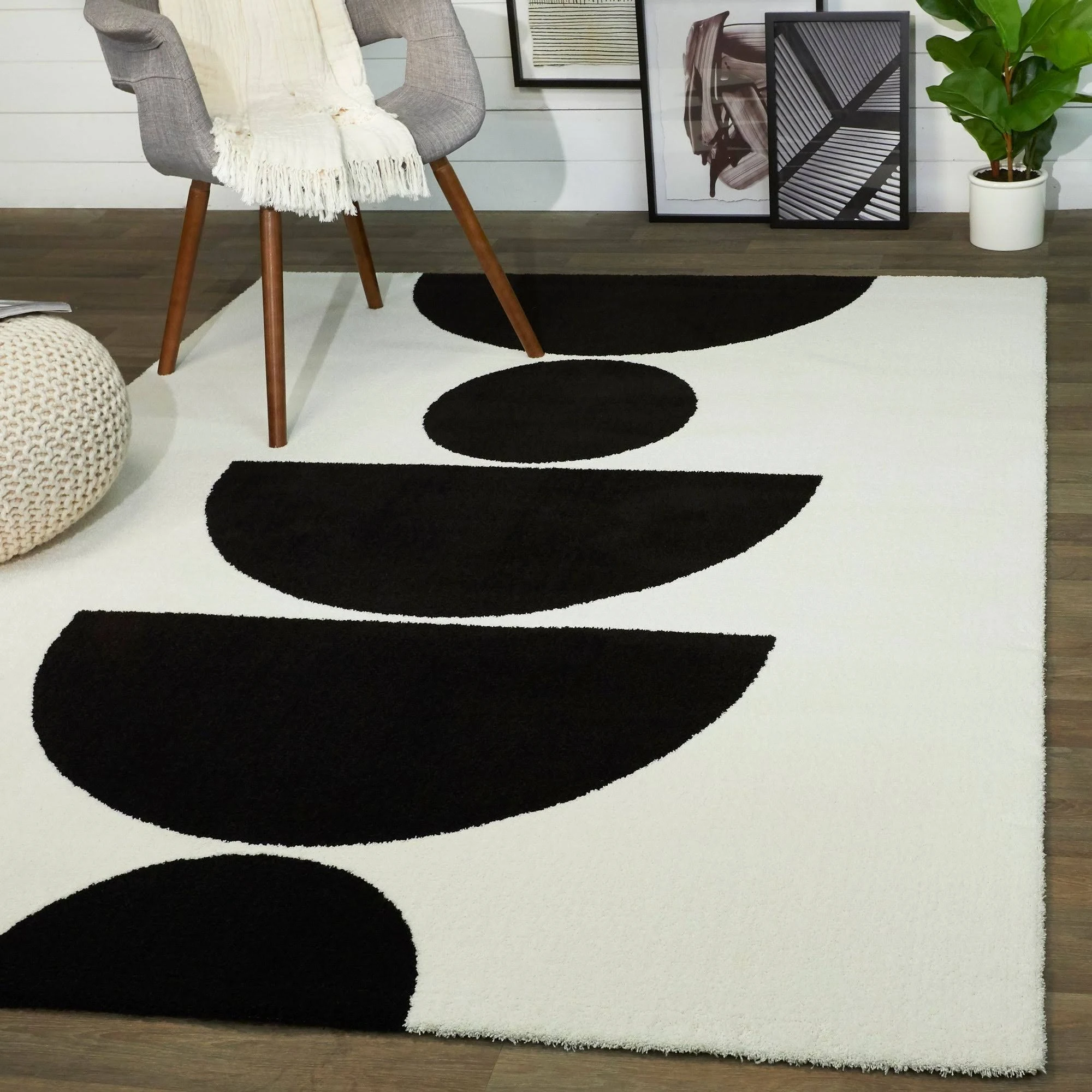 Balta Eclipse White 5 ft. x 7 ft. Modern Geometric Area Rug