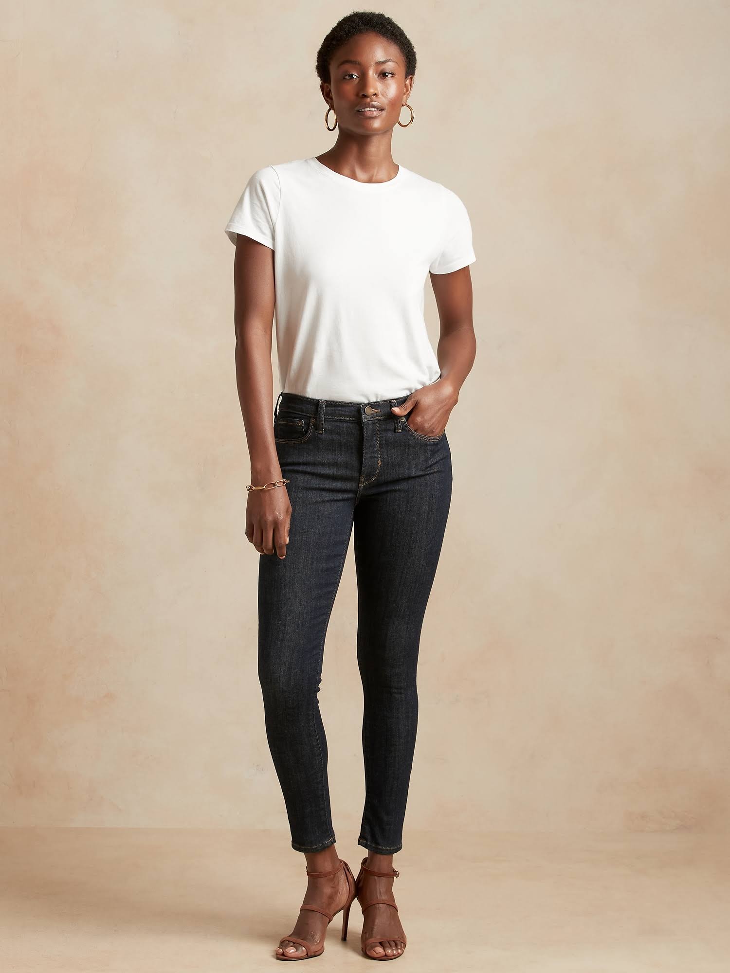Banana Republic Women's Mid-Rise Skinny Soft Sculpt Jean Dark Rinse Size 27 Regular