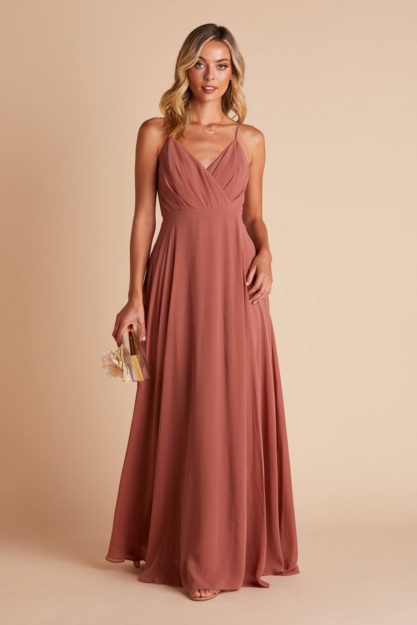 Kaia Chiffon Bridesmaid Dress in Desert Rose L / Desert Rose