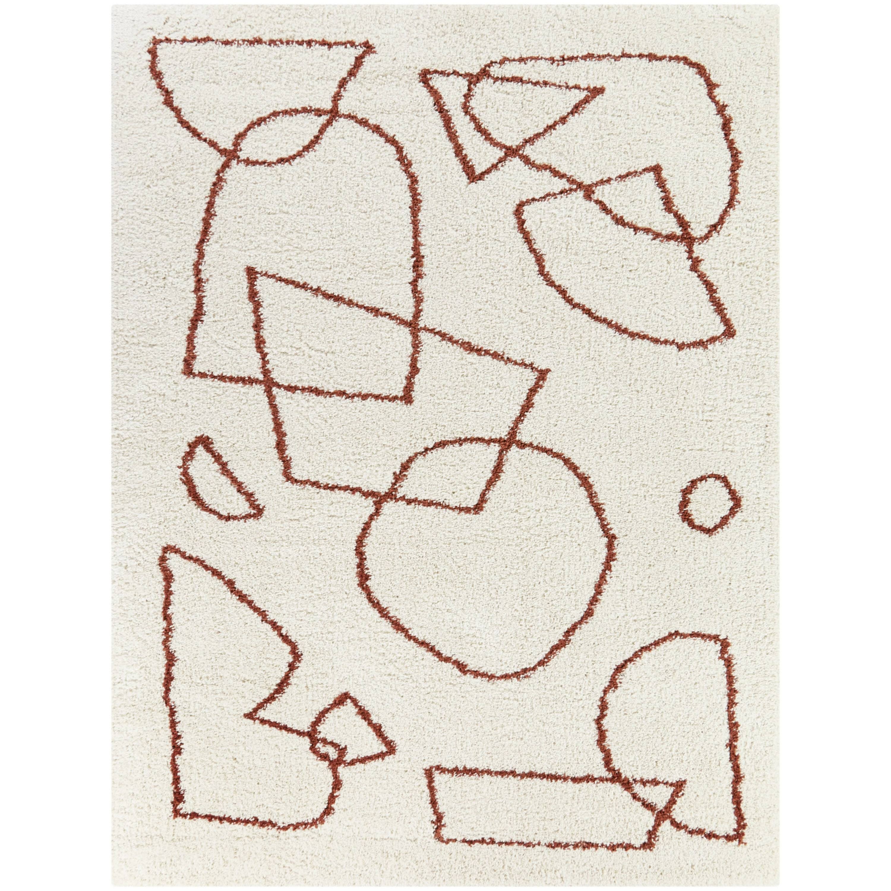 Pavel Geometric Shag Area Rug - 7&10x22 x 10& - Rust