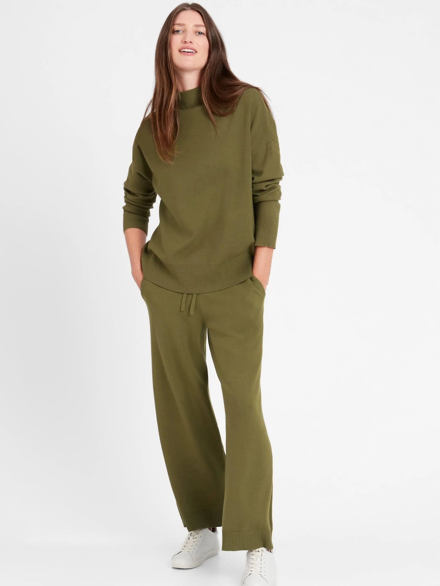 Banana Republic Women's Wide-Leg Sweater Pant Dark Olive Green Size M