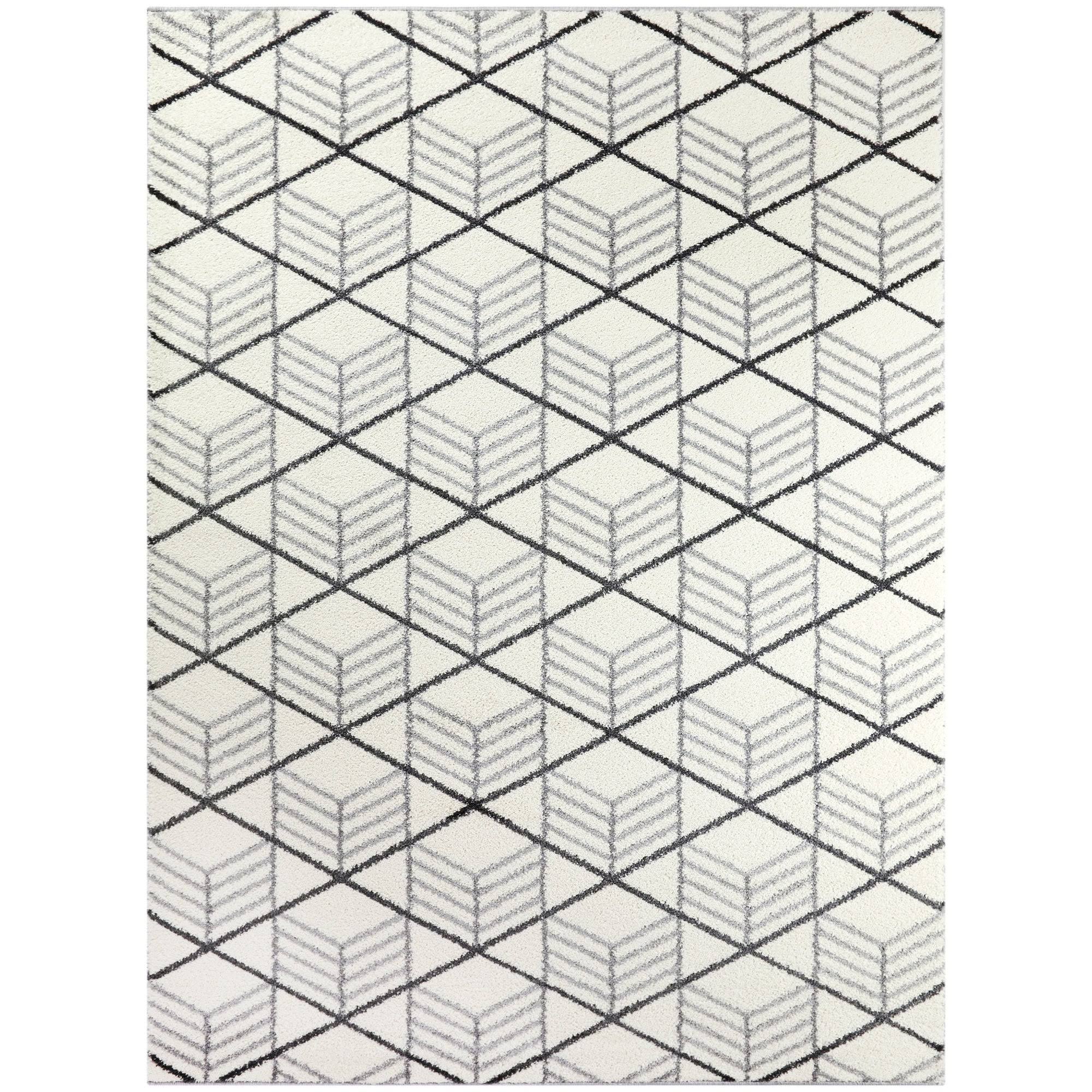 Matheson Modern Geometric Trellis Area Rug - 6&7x22 x 9& - White