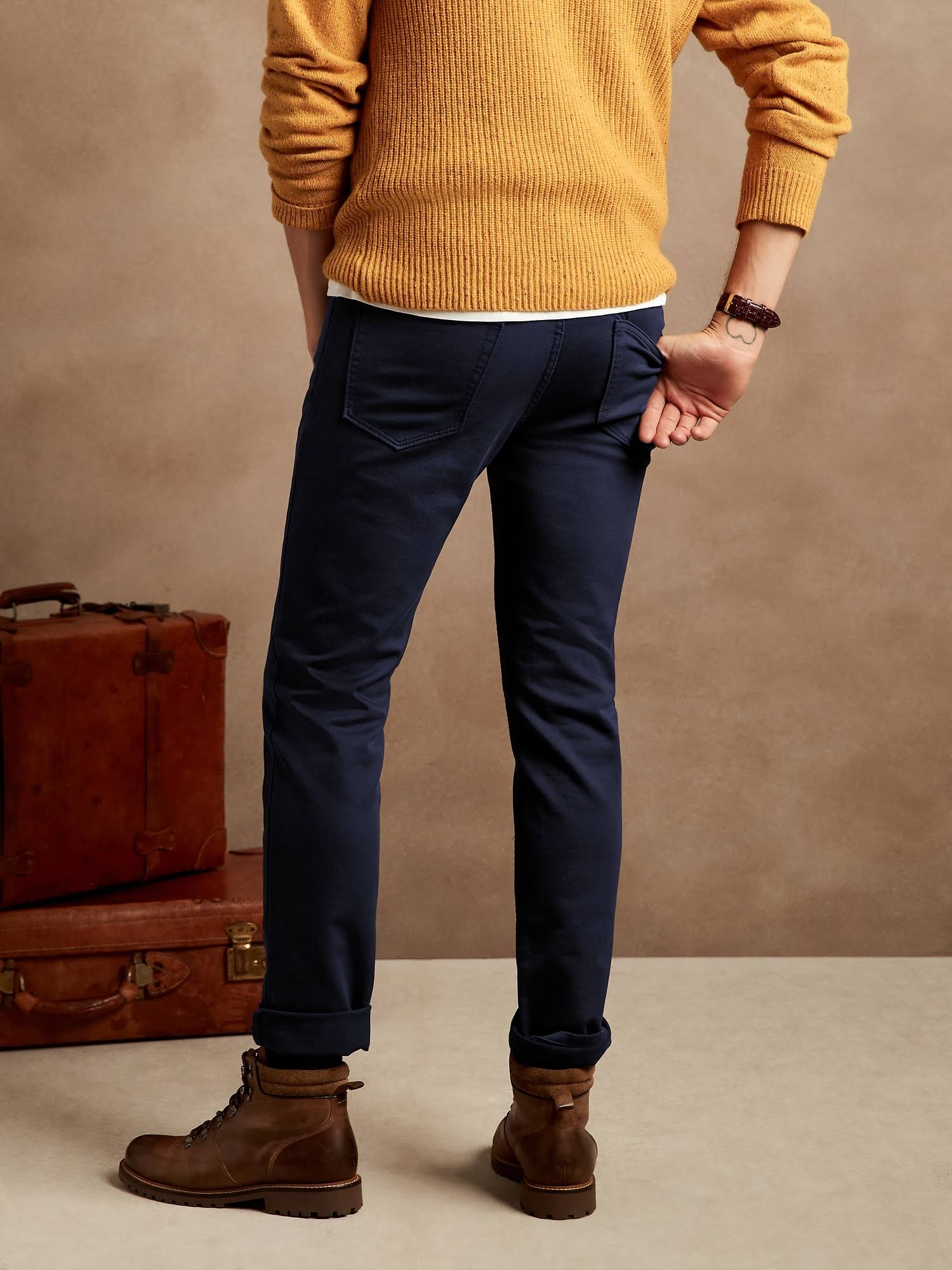 Banana Republic Men's Slim Traveler Pant Navy Size 36W 30L