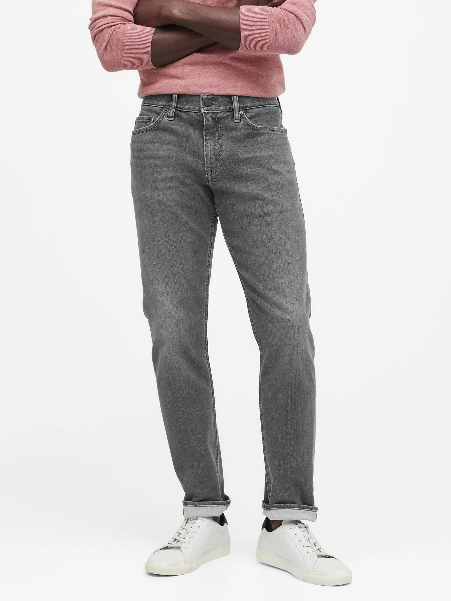 Banana Republic Men's Straight Rapid Movement Denim Jean with Coolmax Technology Slate Gray Wash Size 28W 32L