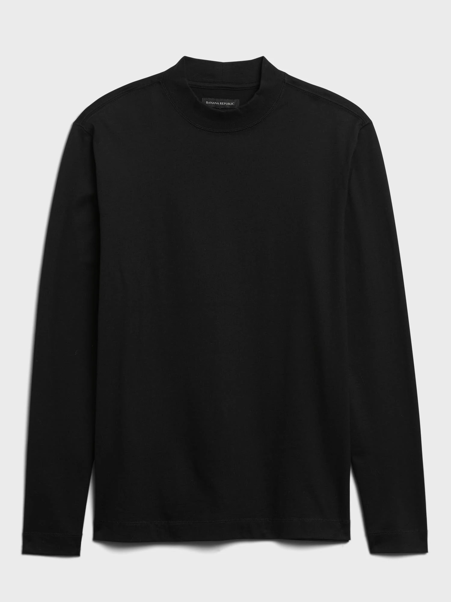 Banana Republic Men's Authentic Supima Mock-Neck T-Shirt Black Tall Size XXL